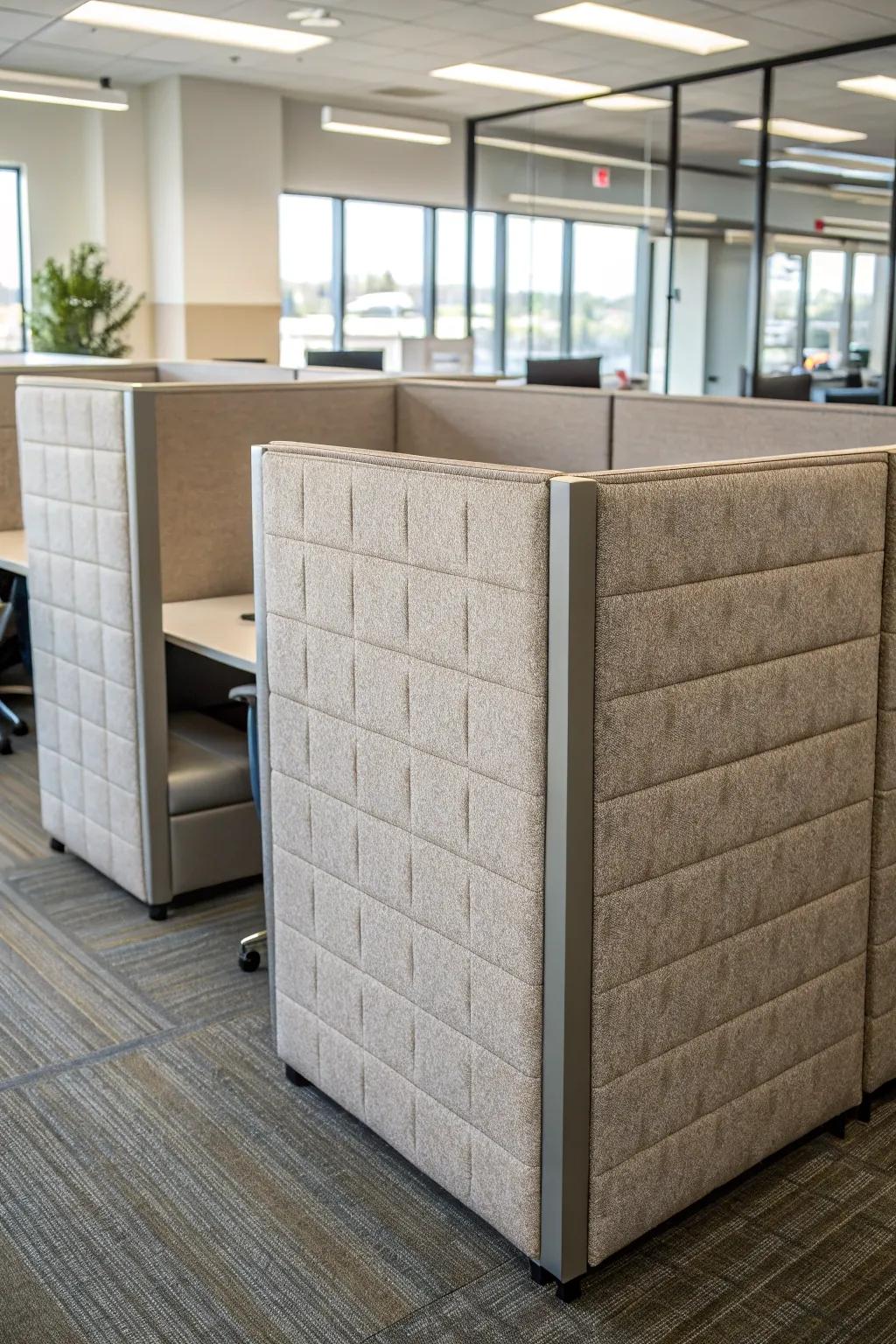 Fabric or wallpaper adds texture and personality to your cubicle walls.