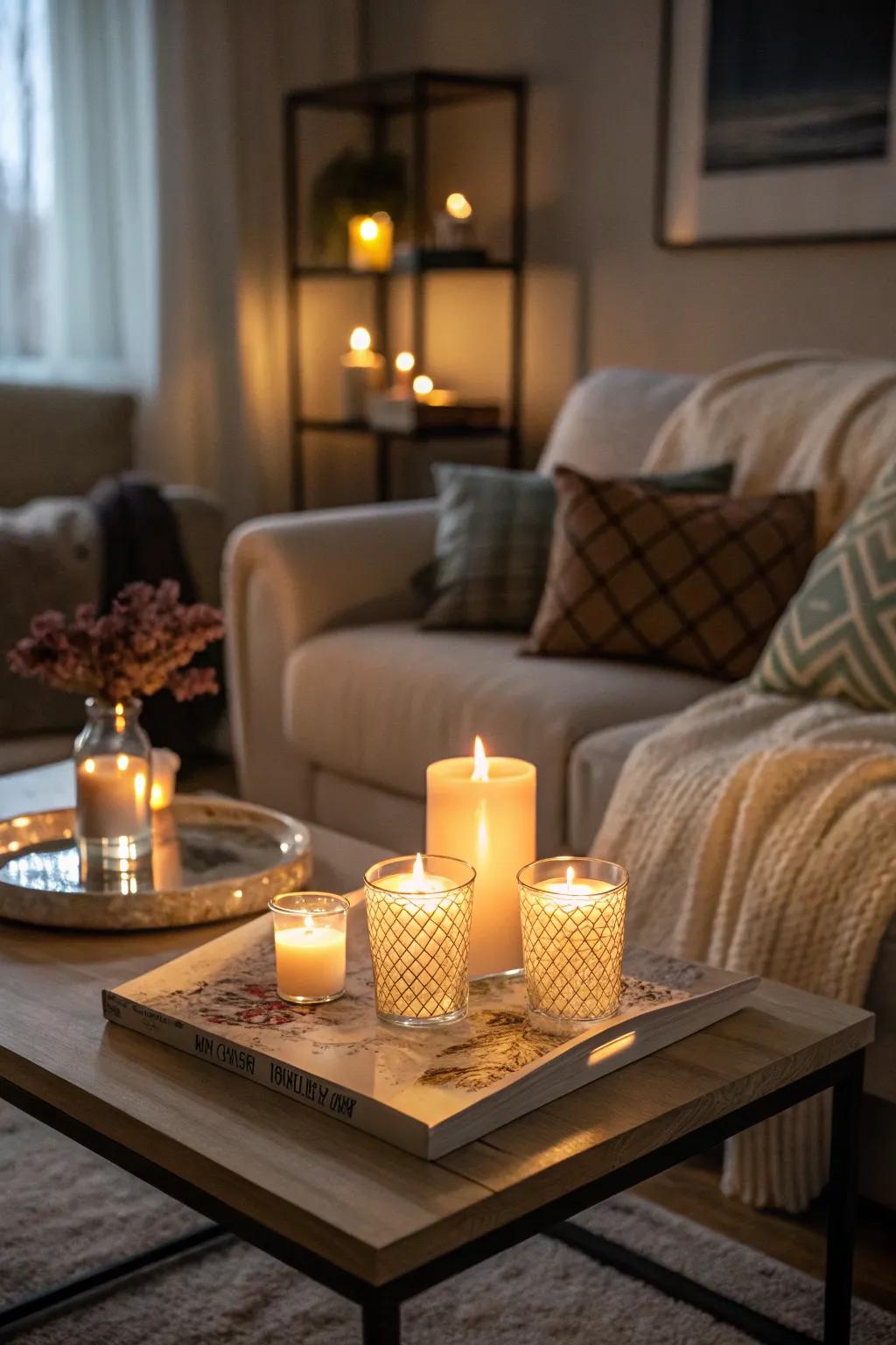 Scented candles provide warmth and a delightful fragrance to your space.