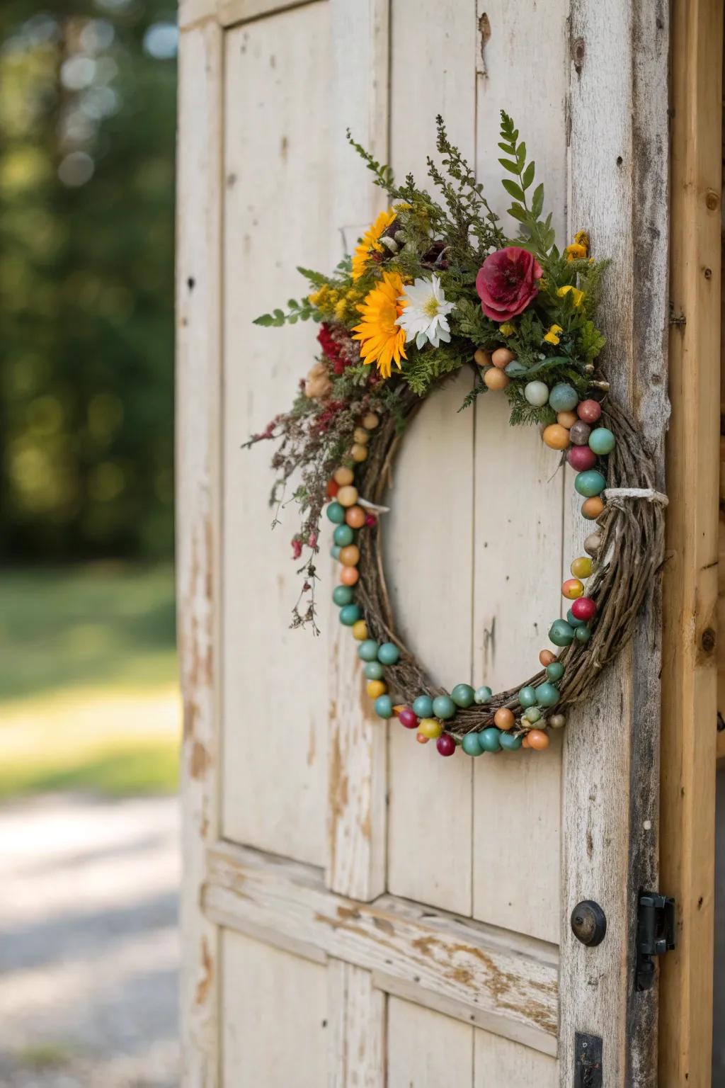 Elegance and sparkle in a beaded wreath.