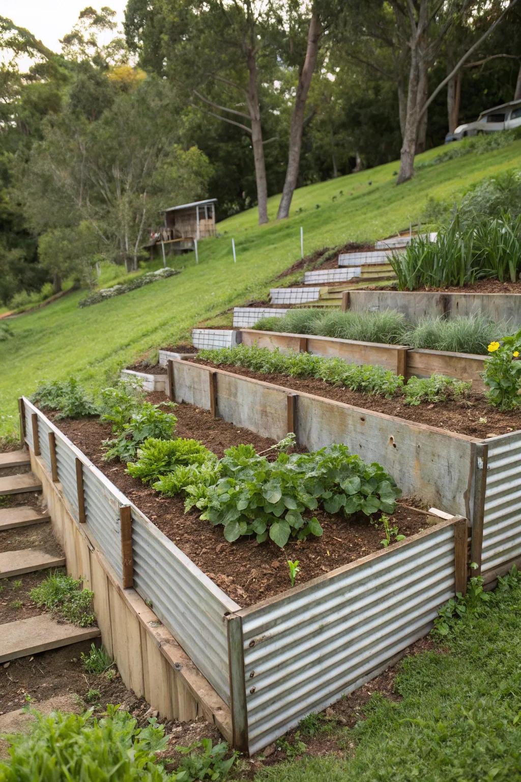 Transform your garden with stunning tiered metal beds—where craftsmanship meets nature.