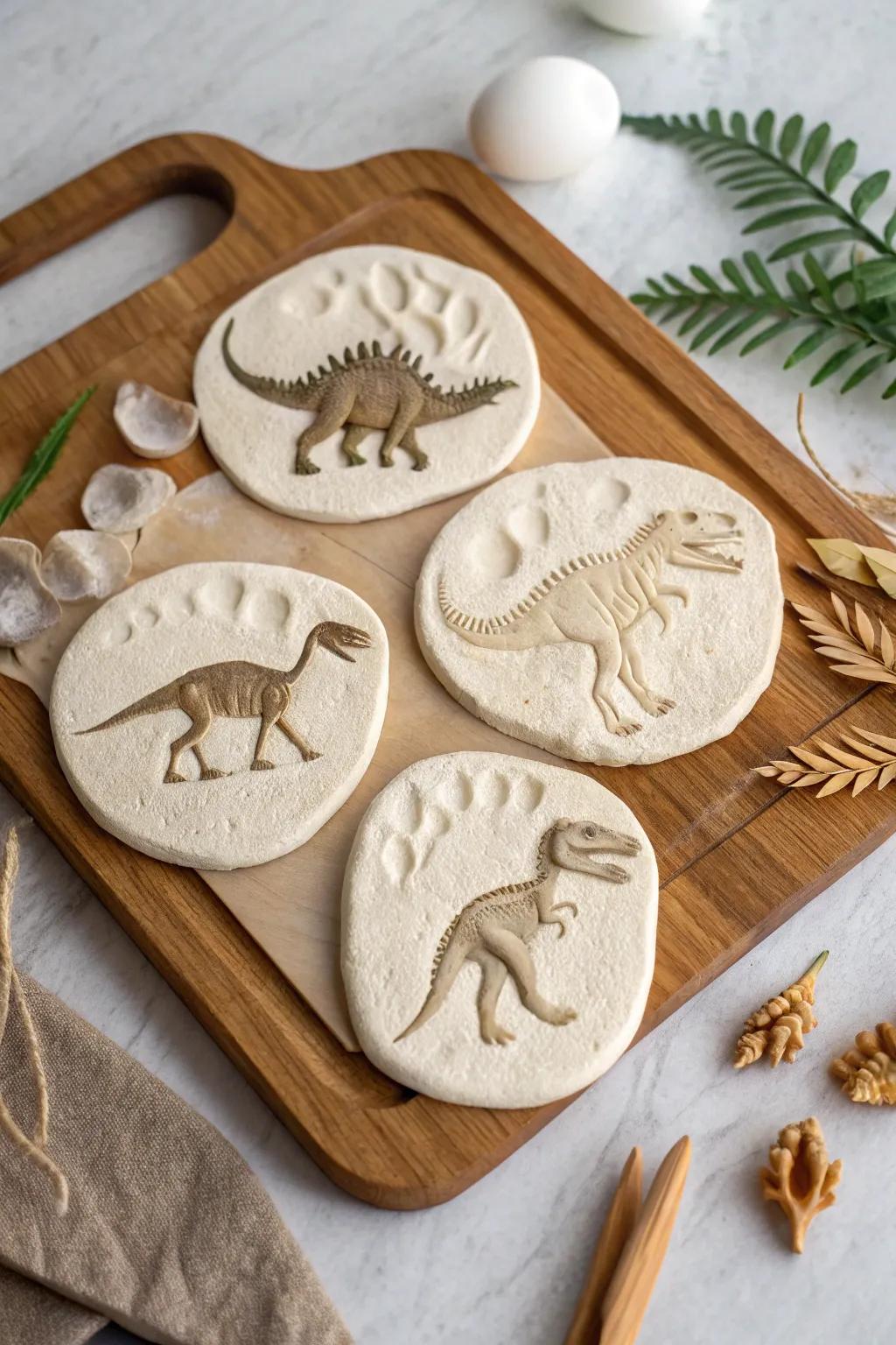 Add an educational touch with a dinosaur fossil centerpiece.