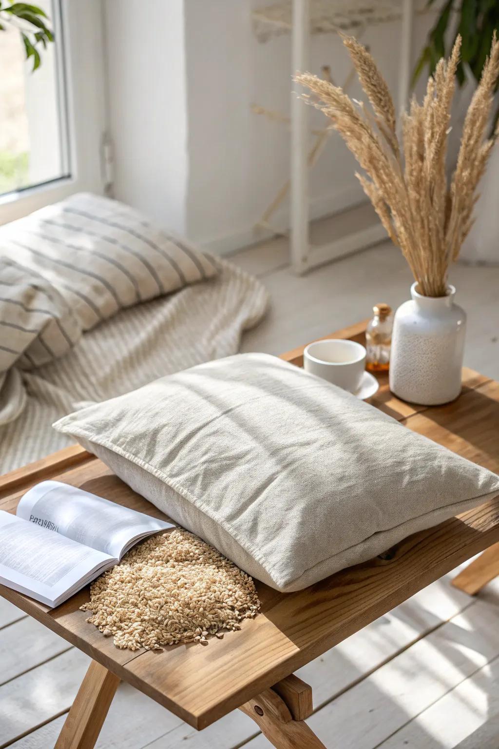 Transform your old pillowcase into a chic, eco-friendly heating pad—where rustic meets elegance.