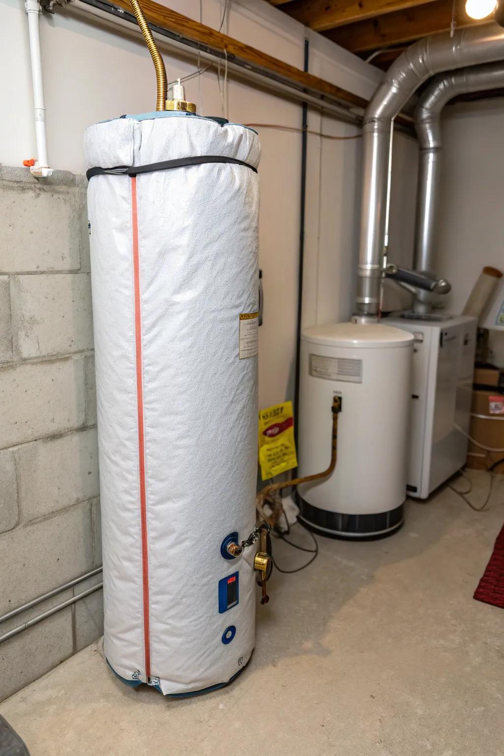 An insulation blanket helps your water heater retain heat efficiently.