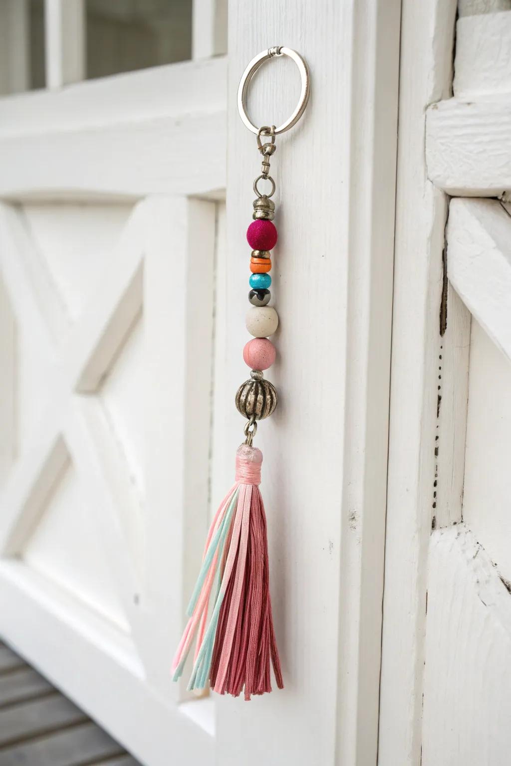 Unlock your creativity with a touch of boho elegance in mixed media keychains.