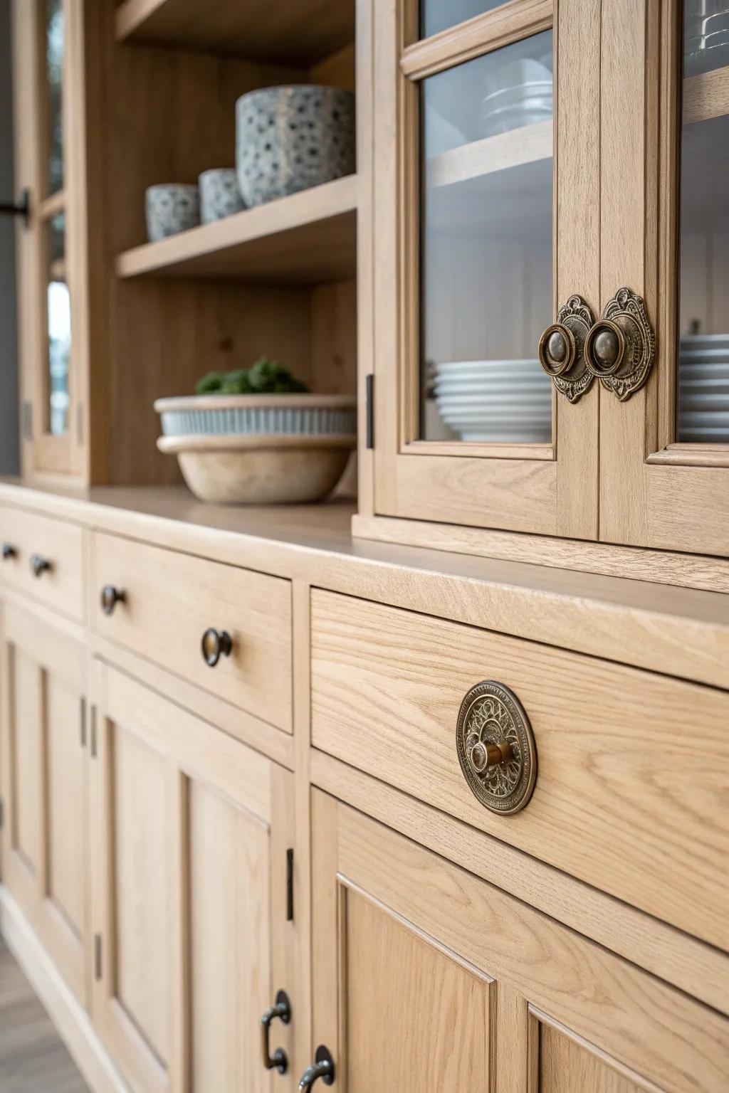 Transform your kitchen hutch into a statement piece with vintage hardware that tells a story.