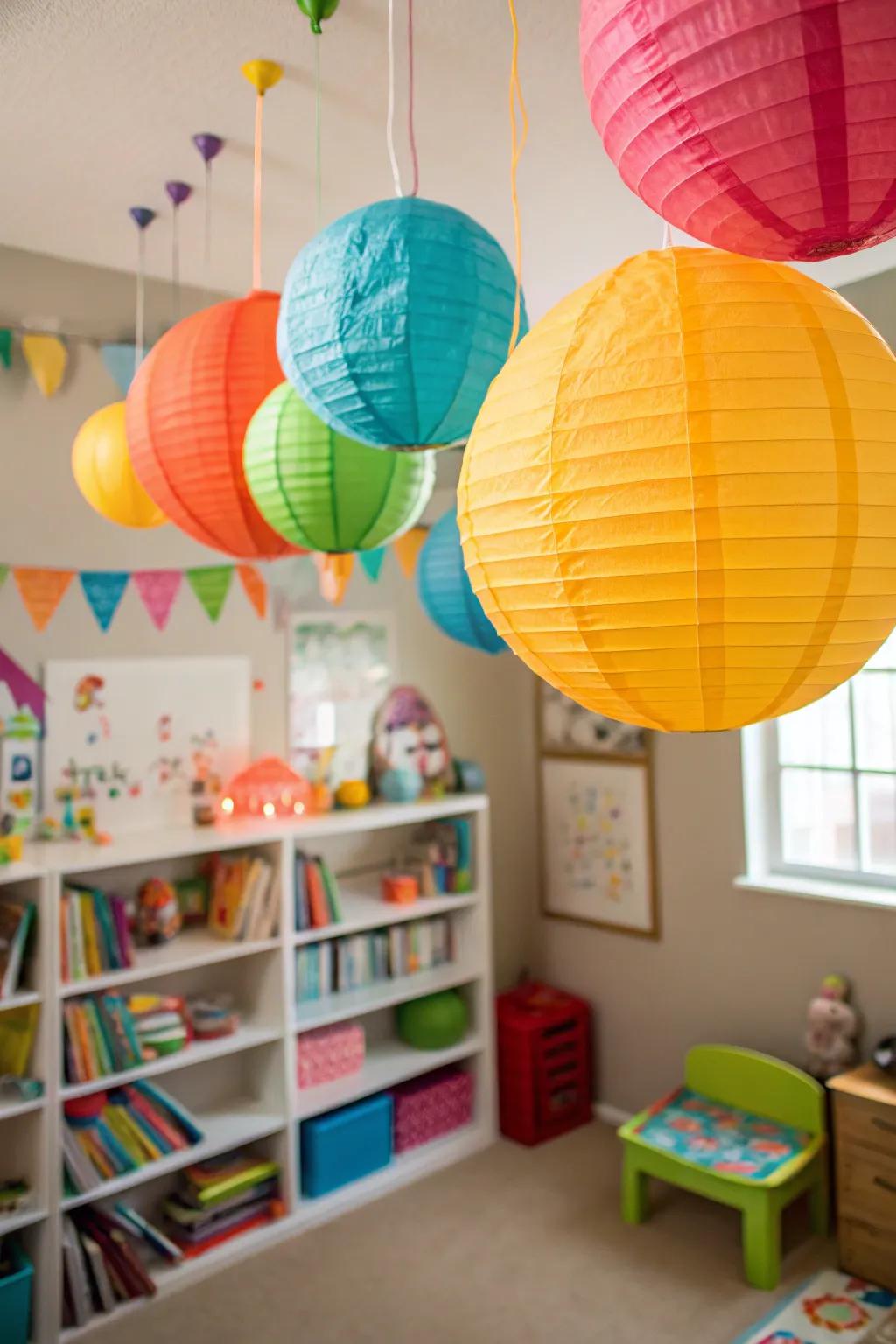 Origami lanterns bring a whimsical charm to any room.