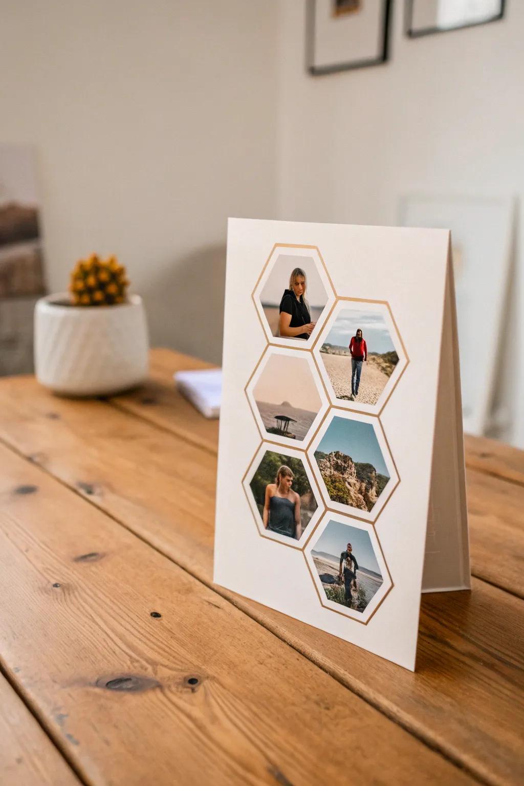 Craft your memories with geometric flair - embrace simplicity and style in every photo card.