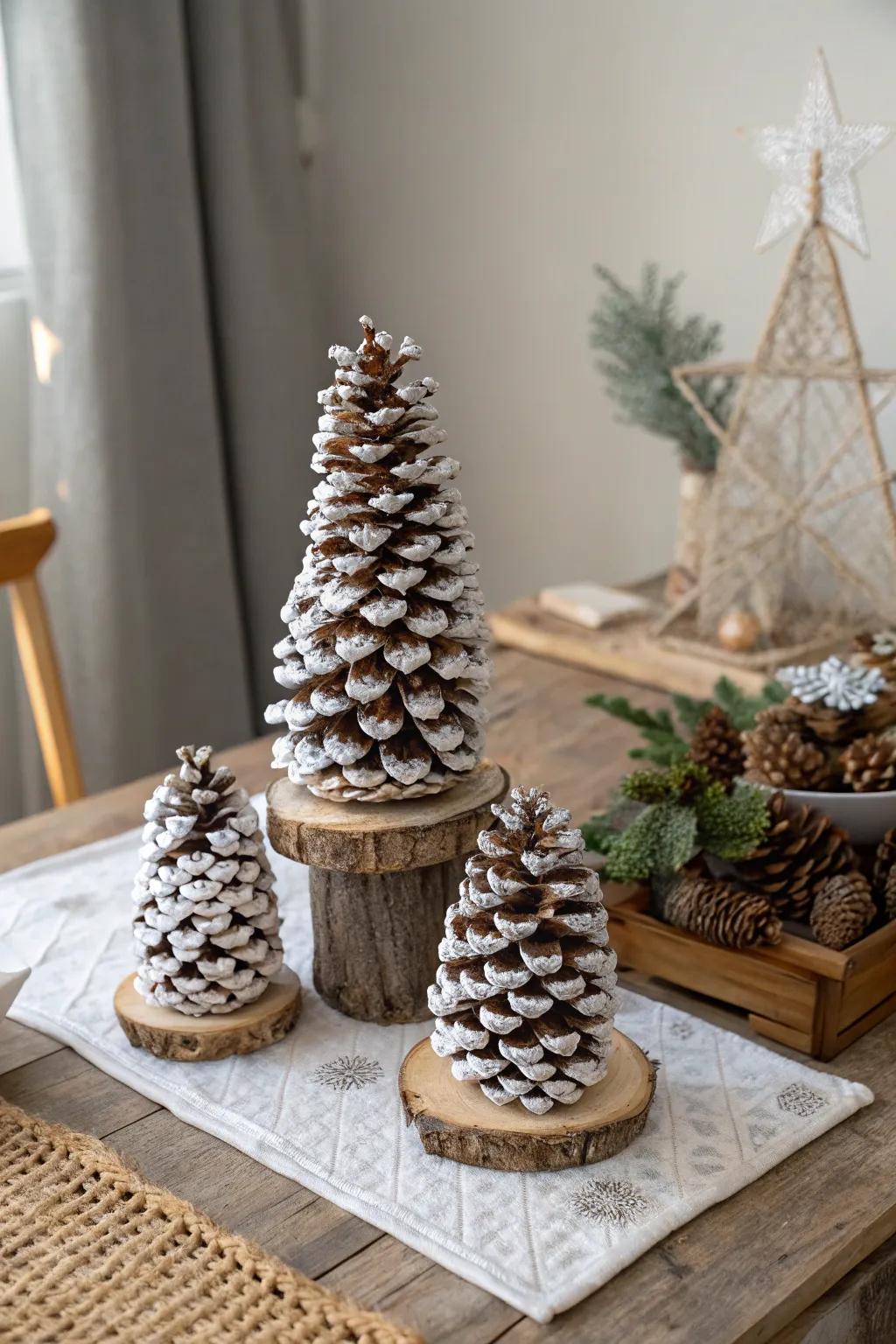 Add a touch of whimsy to your table with these charming mini pine cone trees, blending minimalist Scandinavian aesthetics with a hint of Boho charm.