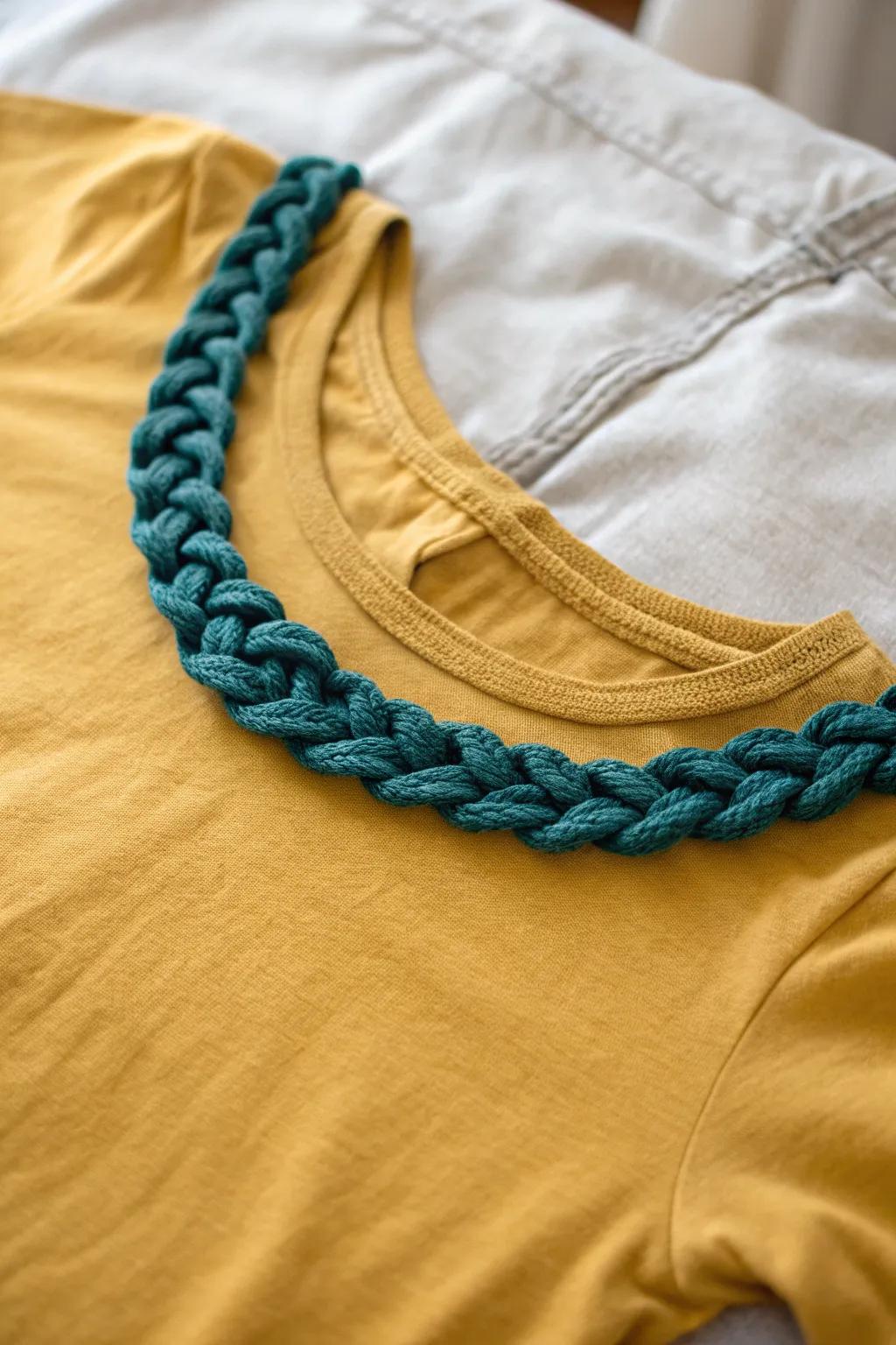 Elevate your style with a DIY braided neckline—where simplicity meets bold creativity.
