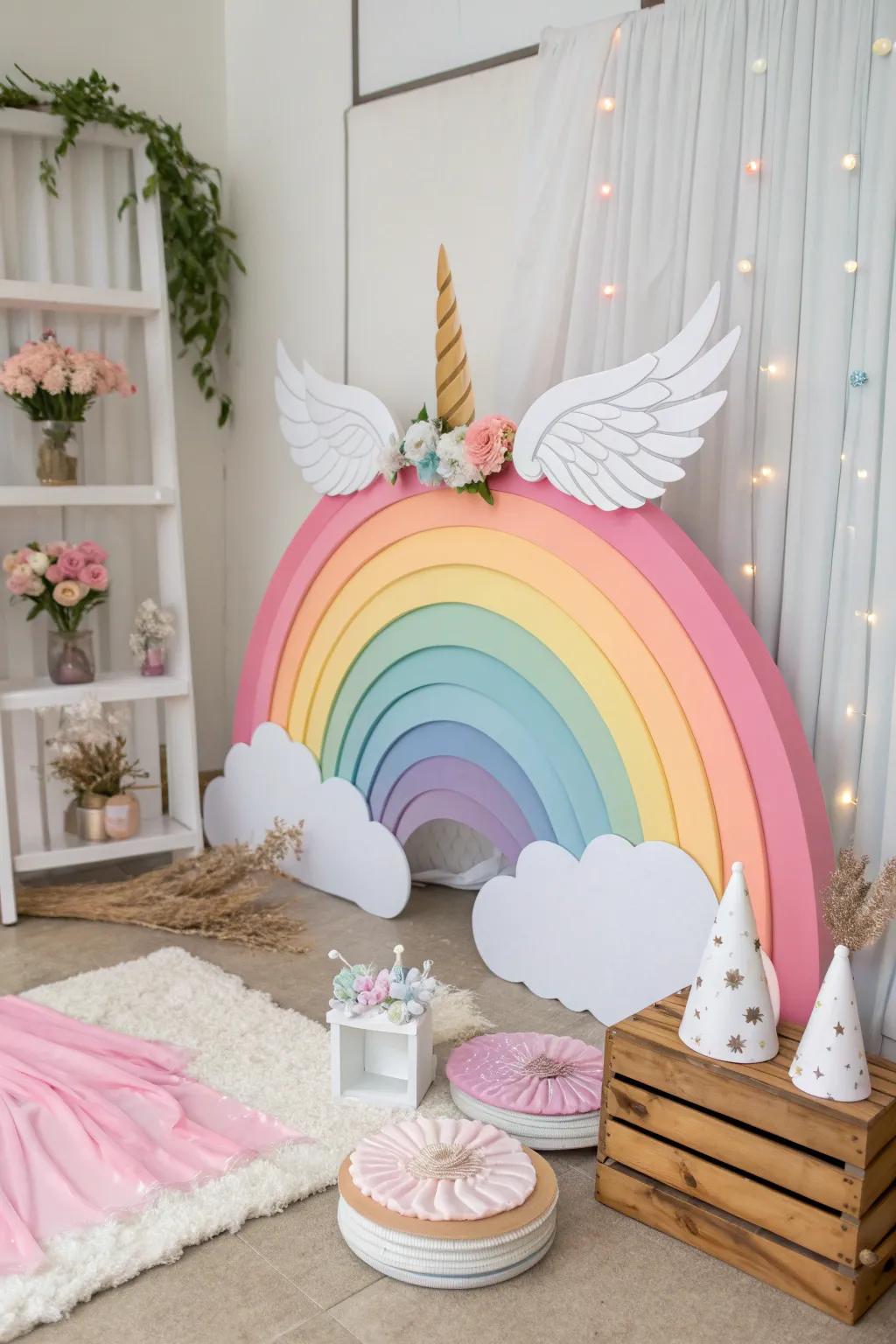 Capture magical moments at your unicorn party with this enchanting photo booth!