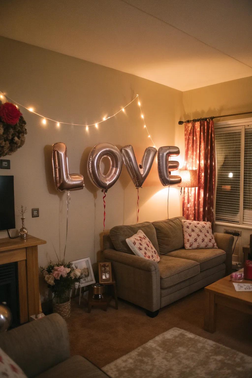 Make a statement with balloon letters that express your feelings.