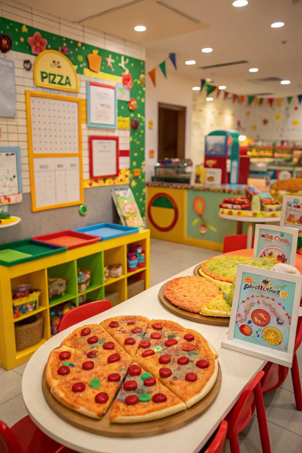 Serve up creativity with a pizza parlor play center.