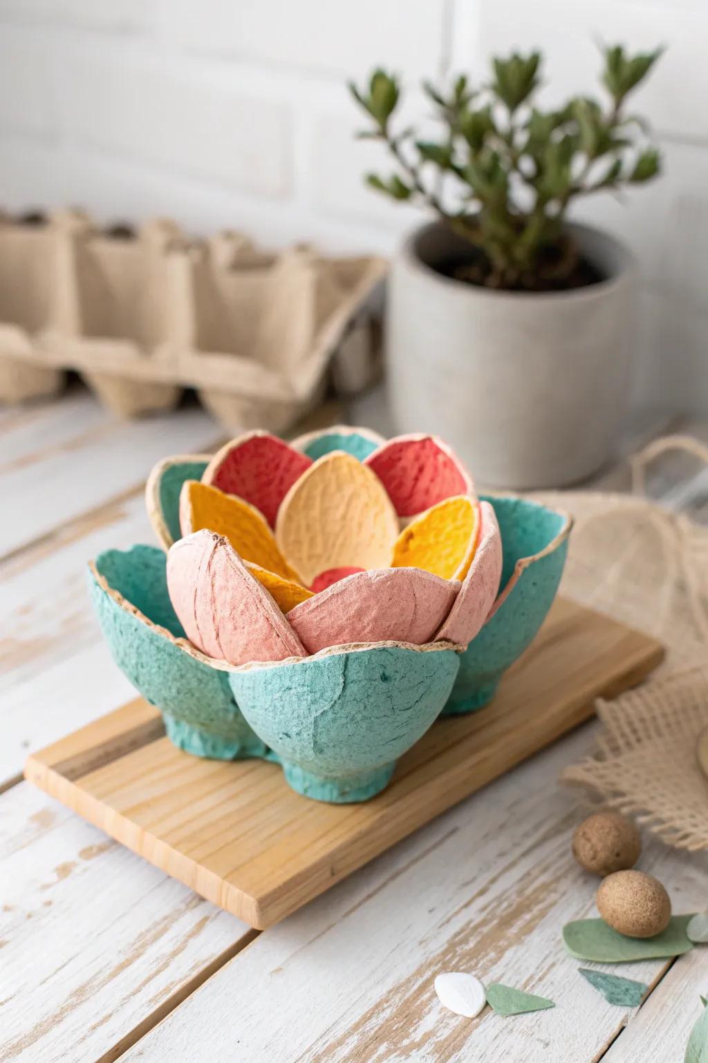 Transform everyday egg cartons into stunning floral art! 🌸✨ #CraftingBeauty #ScandiBoho