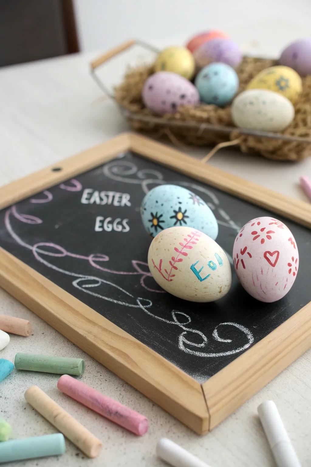 Chalkboard eggs allow for endless personalization this Easter.