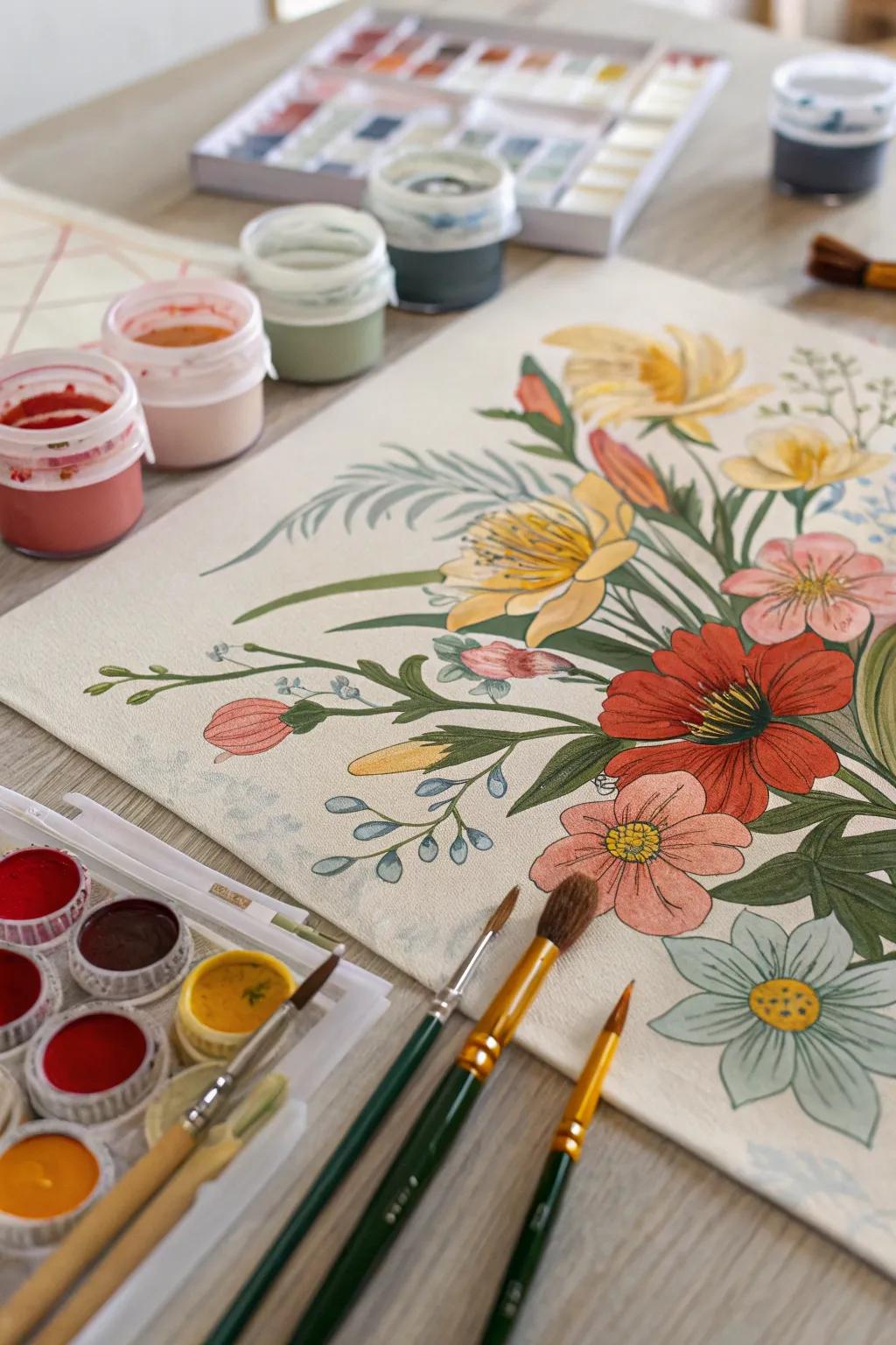 Relax with a structured floral paint by numbers project.