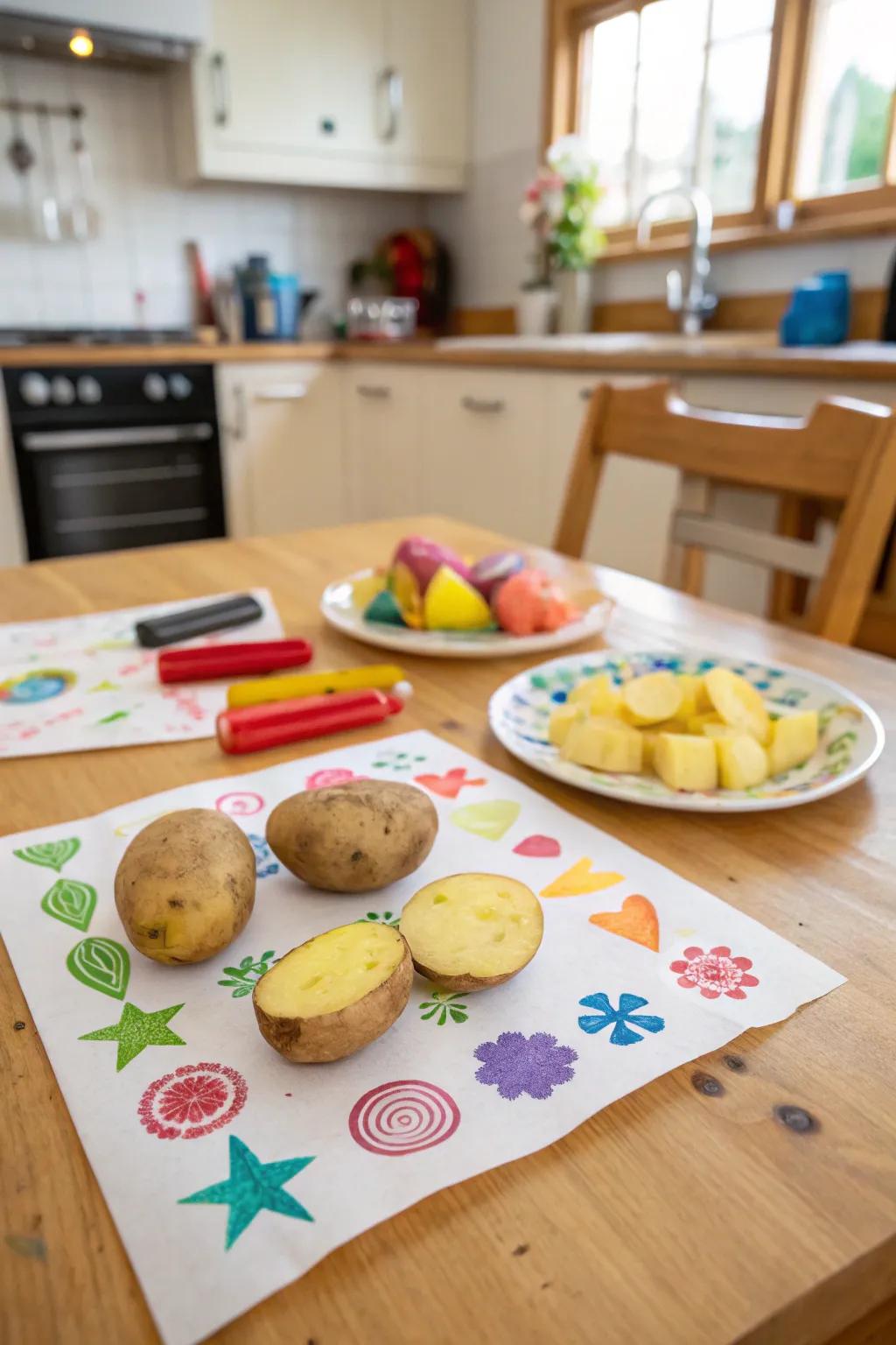 Potato stamps offer a nostalgic and fun crafting experience.