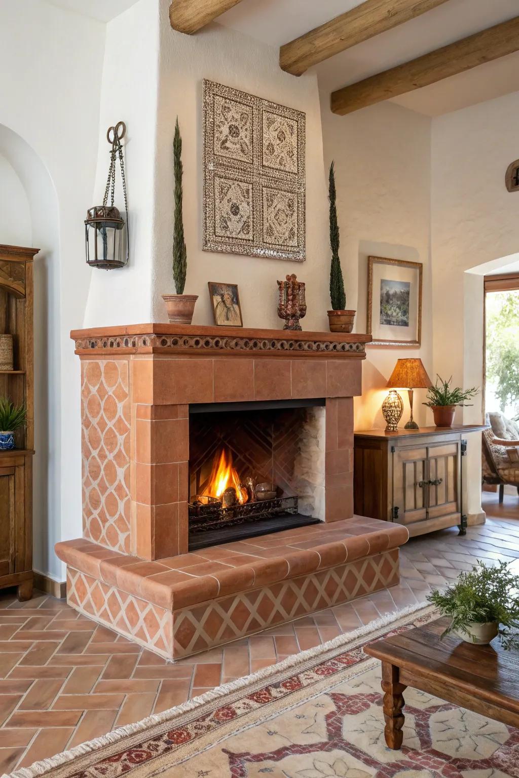 Add warmth and earthy tones with terracotta tiles.