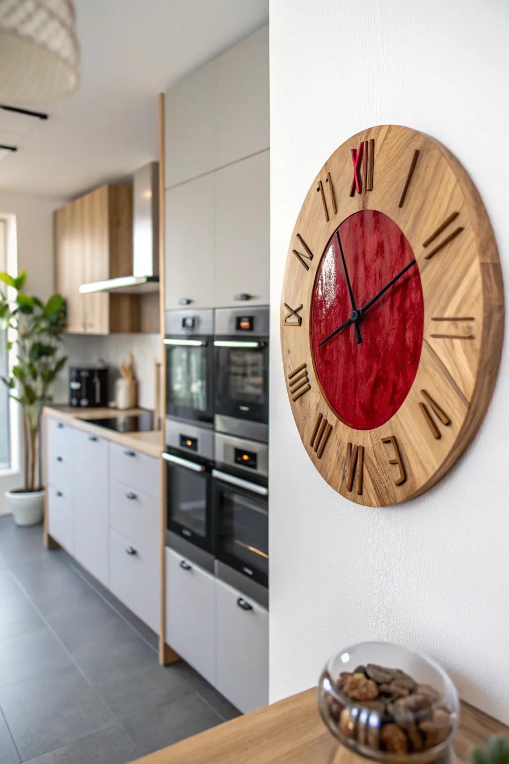 Epoxy inlay clock, a striking addition to any room.