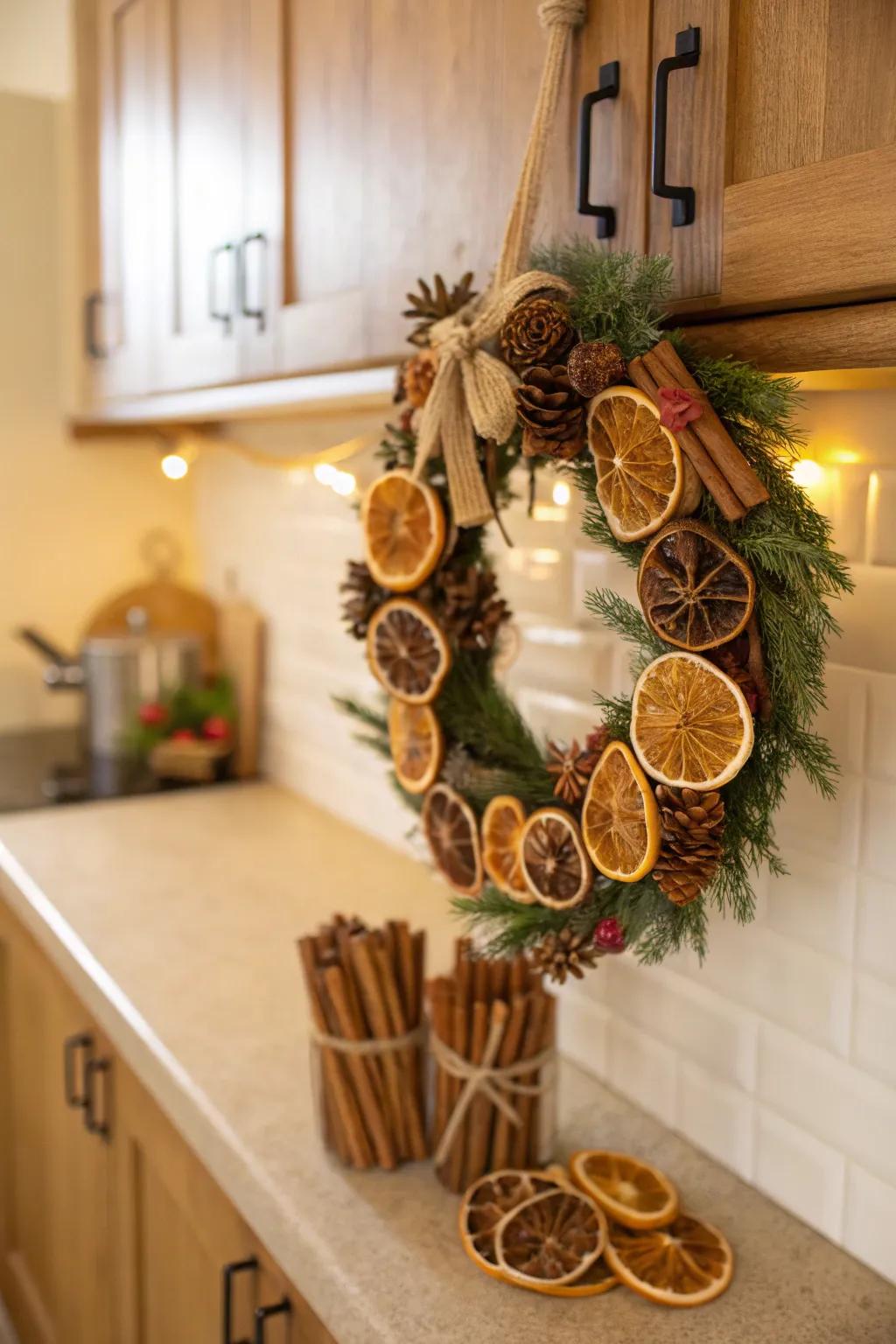 Dried citrus slices add a zesty and colorful touch.