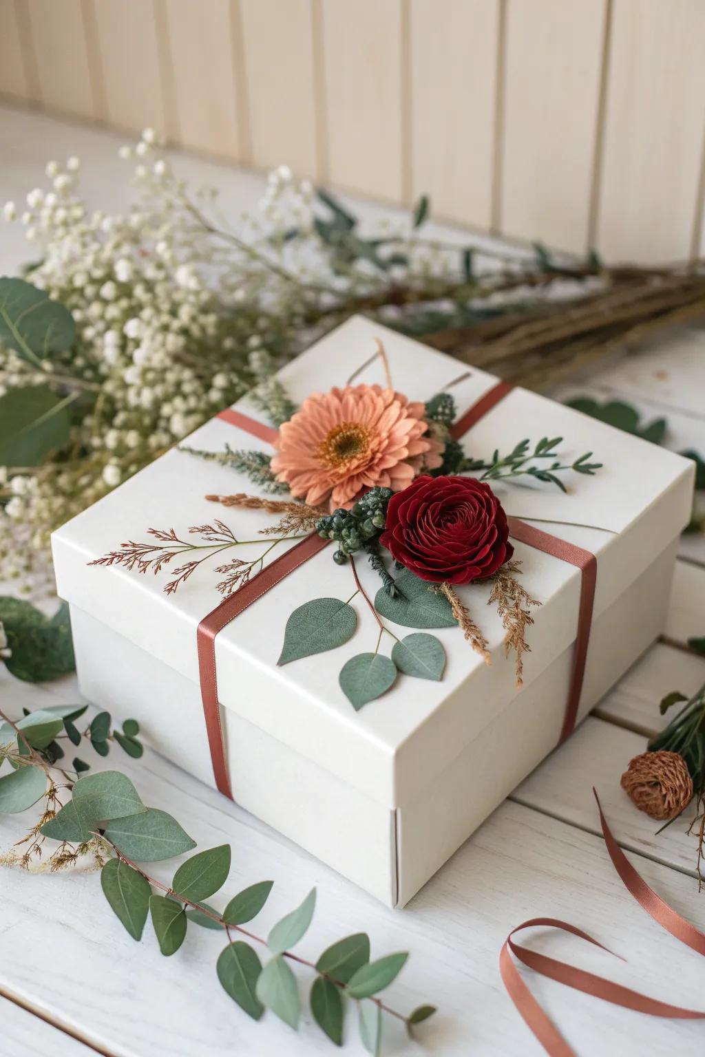 Unwrap the beauty of nature with a minimalist gift box surprise.