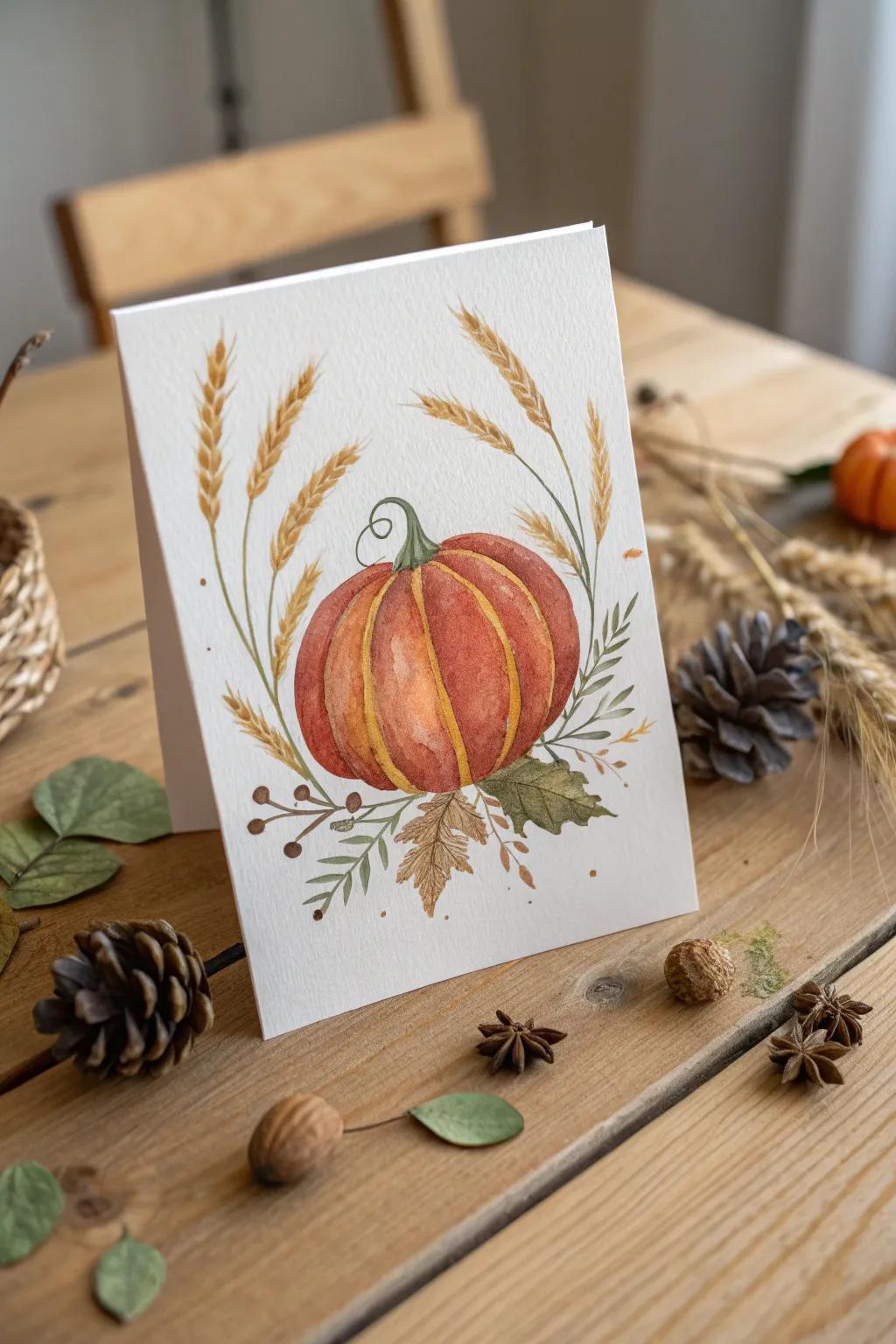 Celebrate the warmth of Thanksgiving with a handcrafted card that embodies harvest beauty and family togetherness.