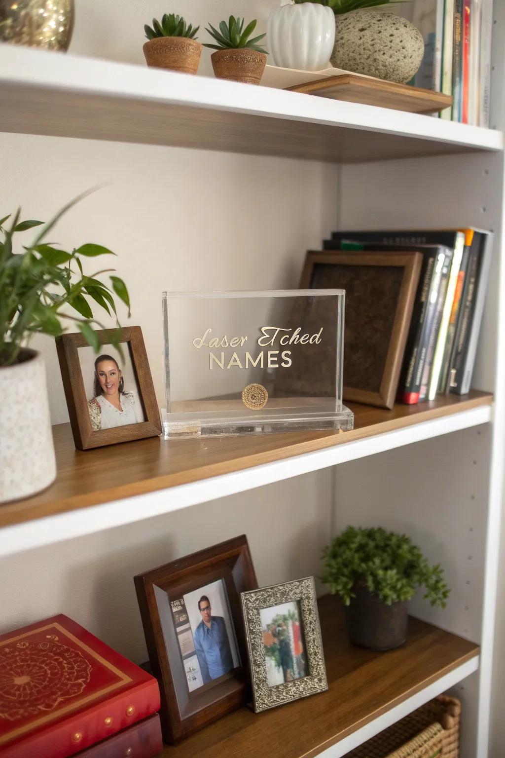 Sophisticated and sleek, an acrylic plaque suits any decor style.