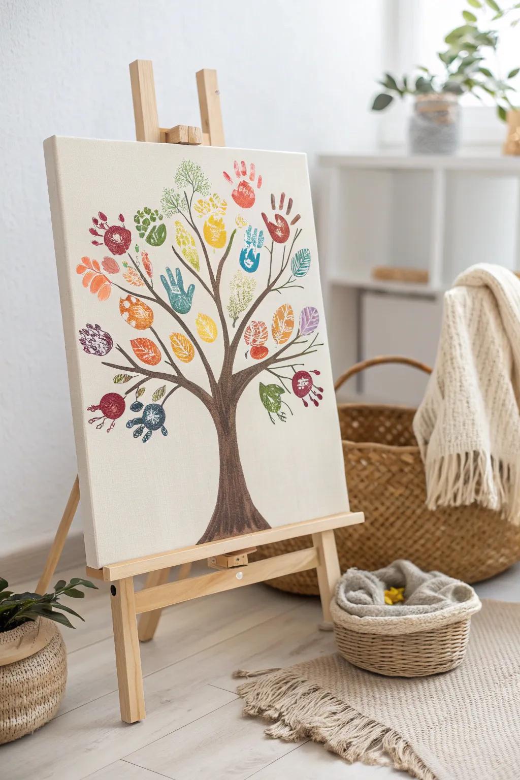 Celebrate Father's Day with a charming handprint canvas keepsake—a colorful memory of your baby's creative touch!