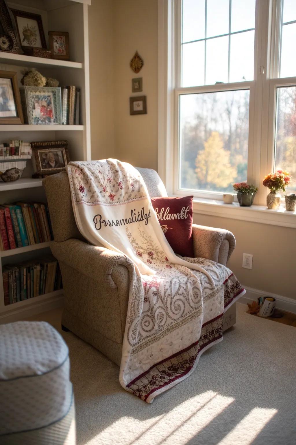 A personalized blanket that offers warmth and comfort.