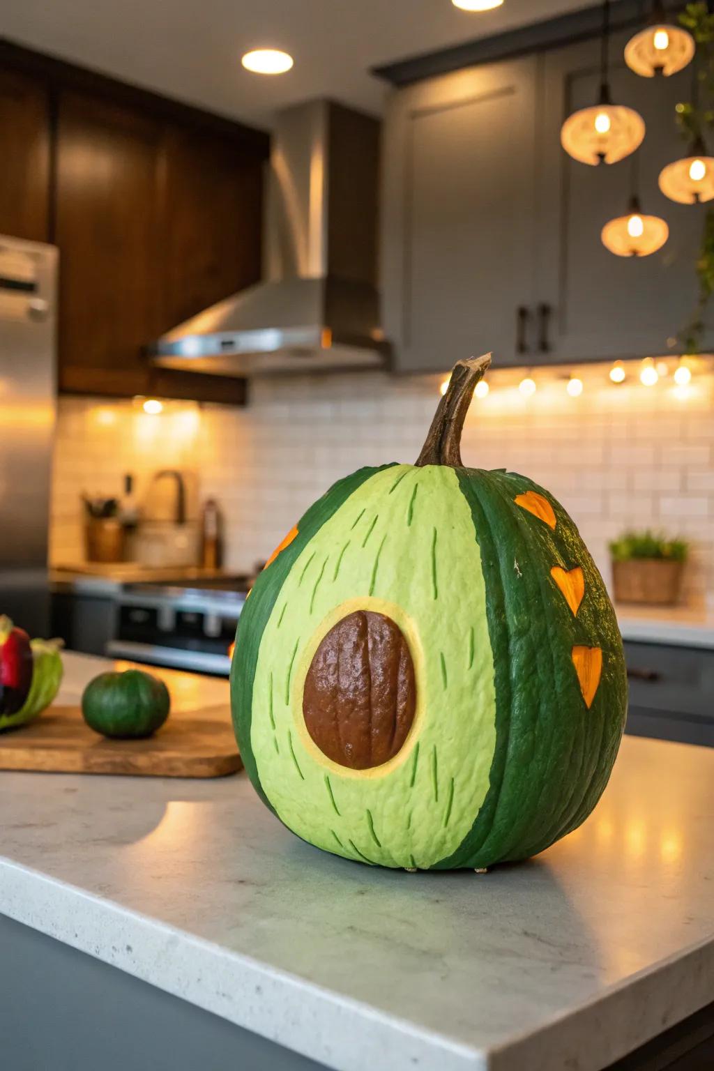 Avocado pumpkins for a fresh and healthy-looking decor.