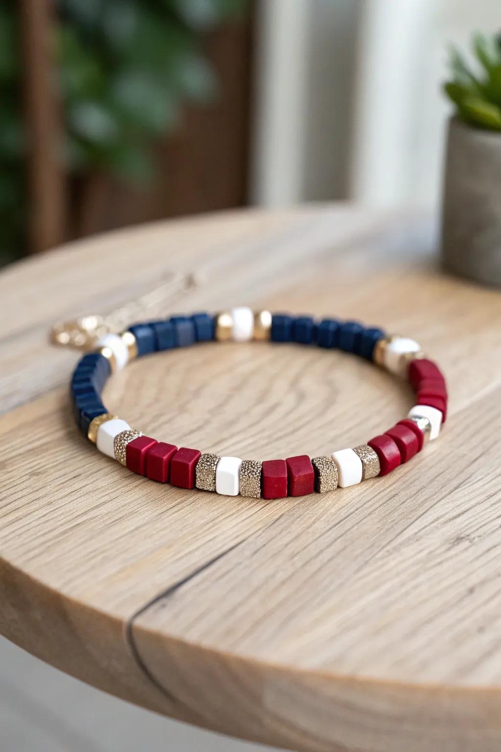 Celebrate in Style: Minimalist Fourth of July Clay Bead Bracelet