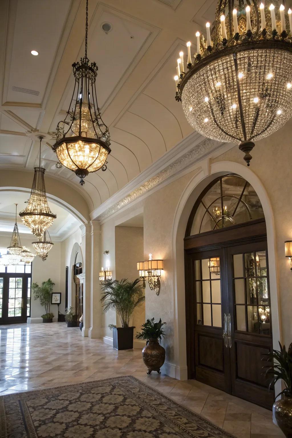 Playing with proportions adds a dynamic feel to this foyer.