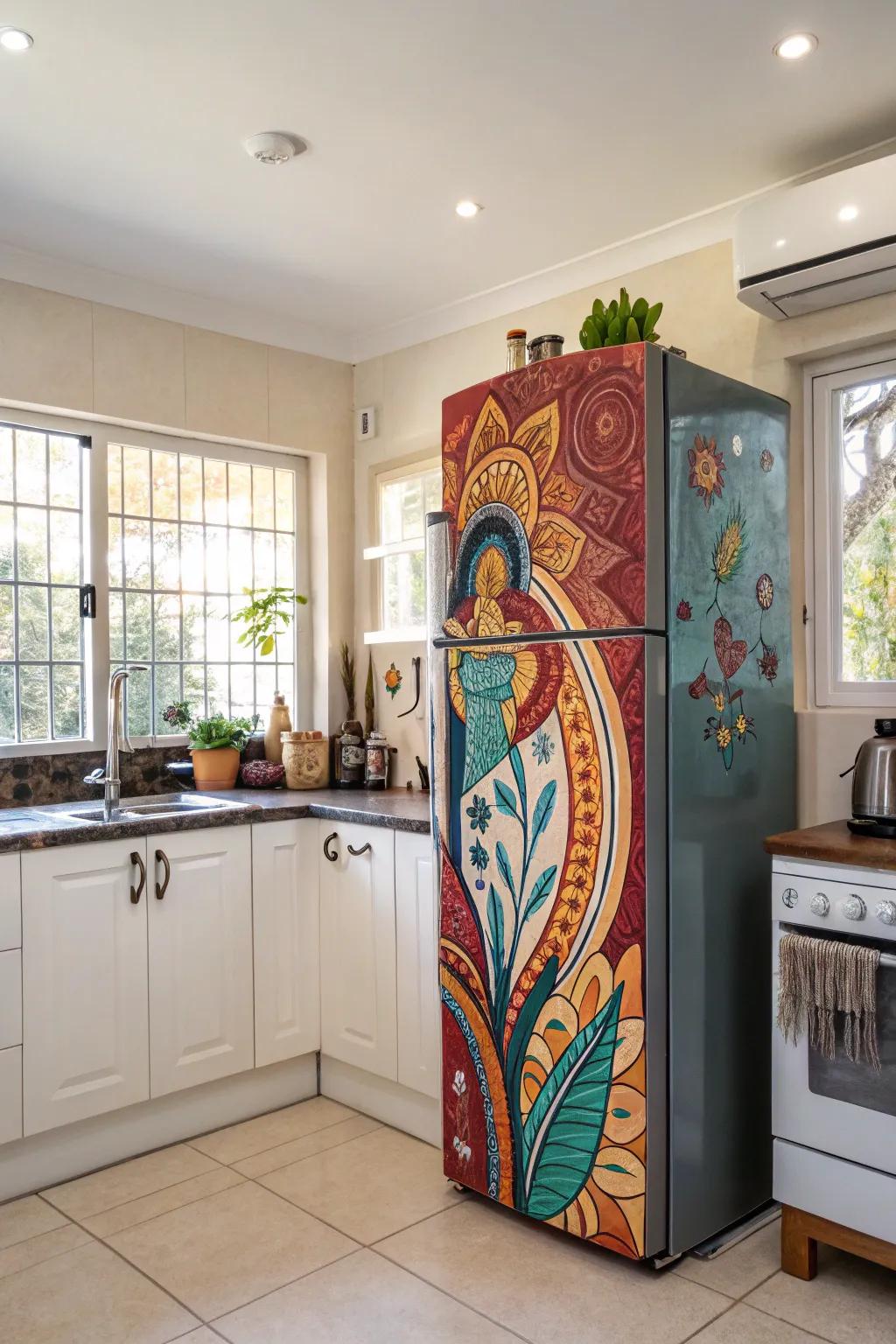 Custom art wraps turn your fridge into a unique personal gallery.