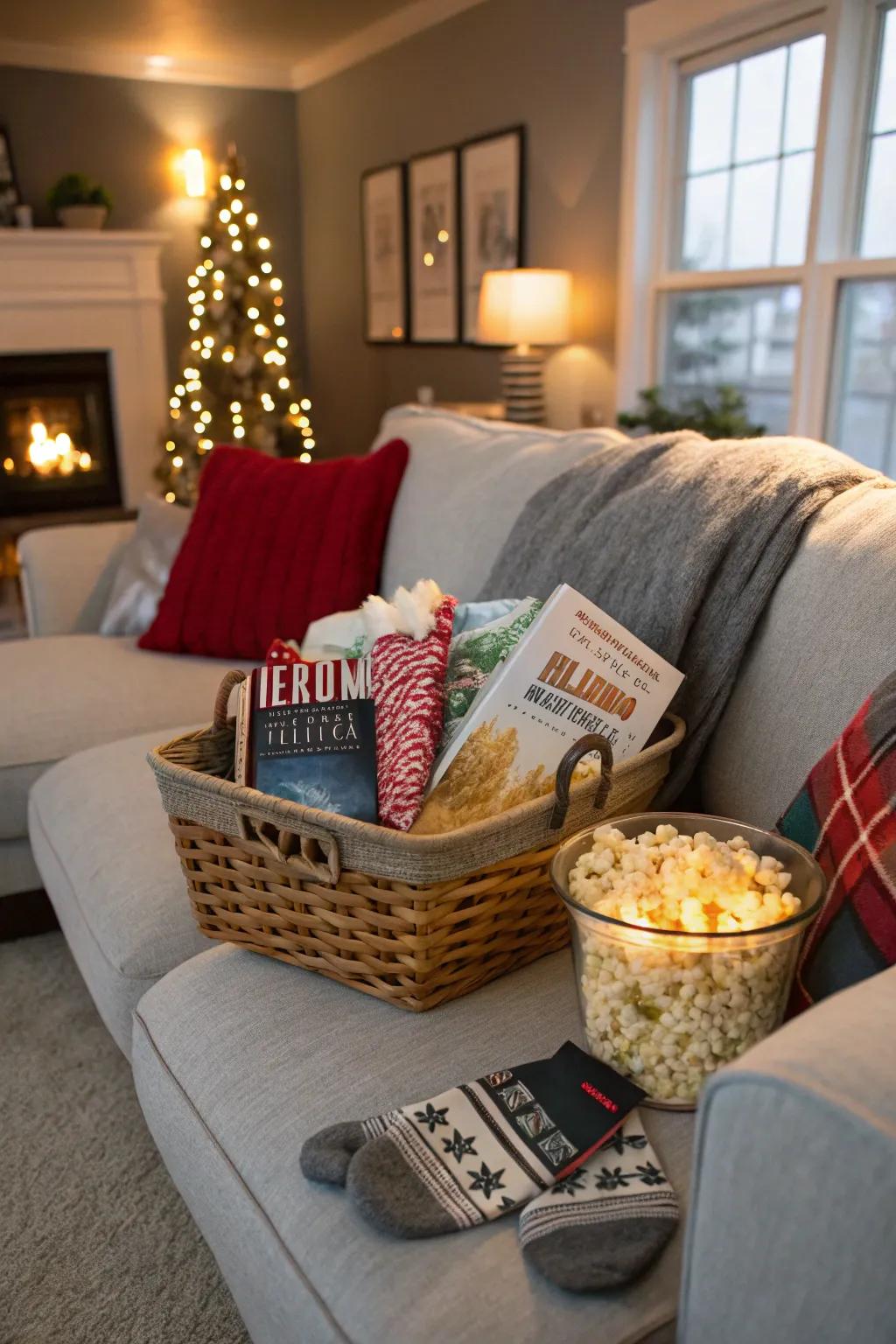 Elevate their cinematic experience with a movie night basket.