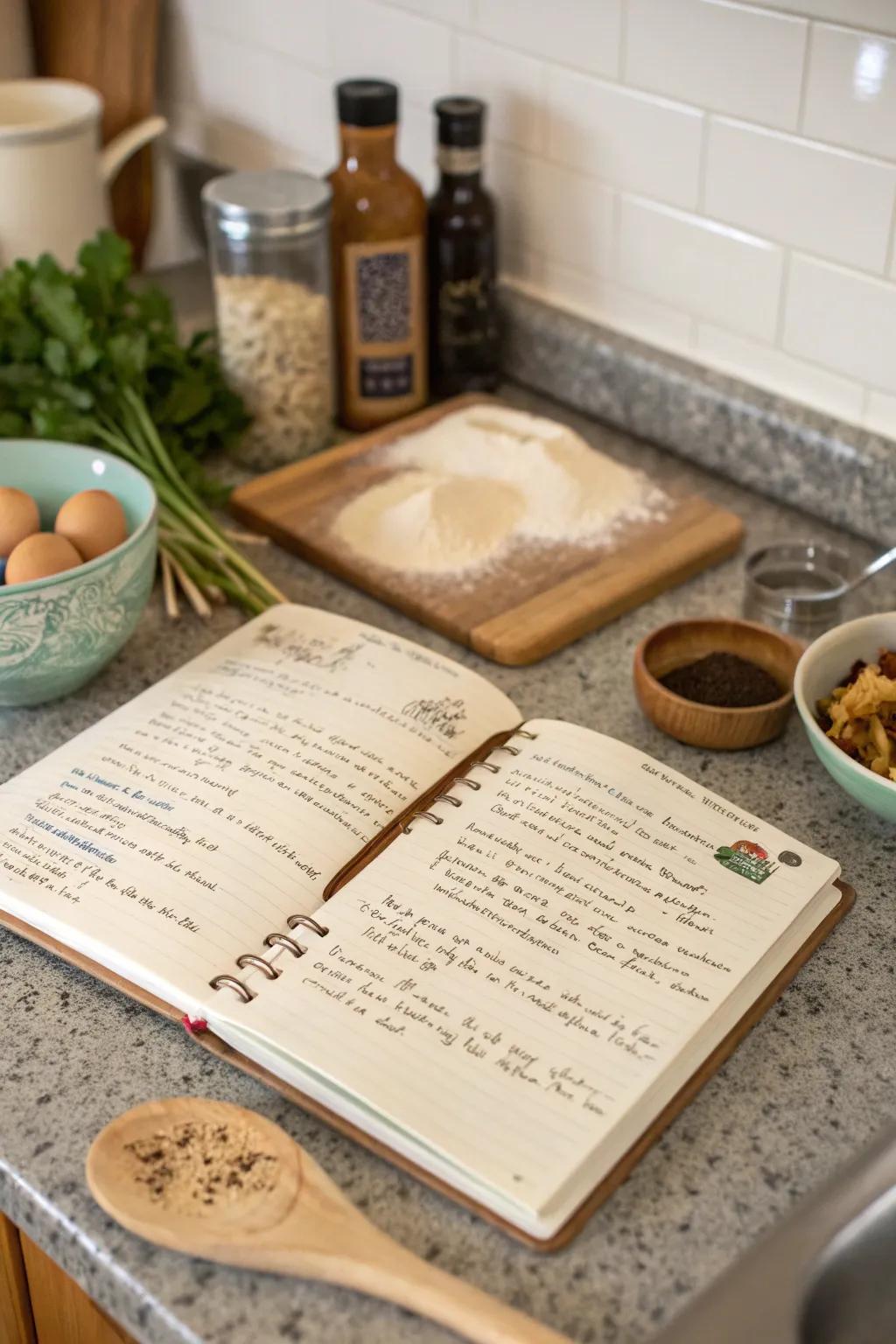 A personalized recipe book filled with cherished family recipes.