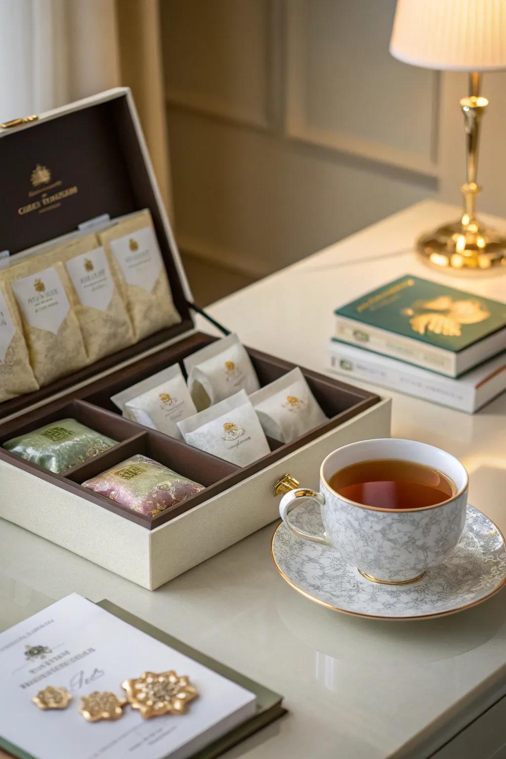 A gourmet tea set is a delightful treat for any tea enthusiast.