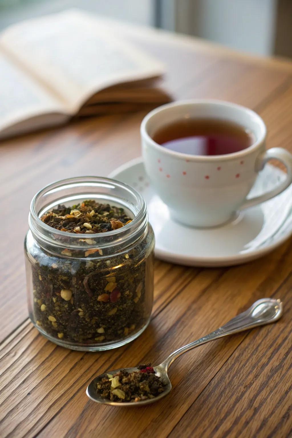 An artisanal tea blend offers a moment of tranquility and enjoyment.