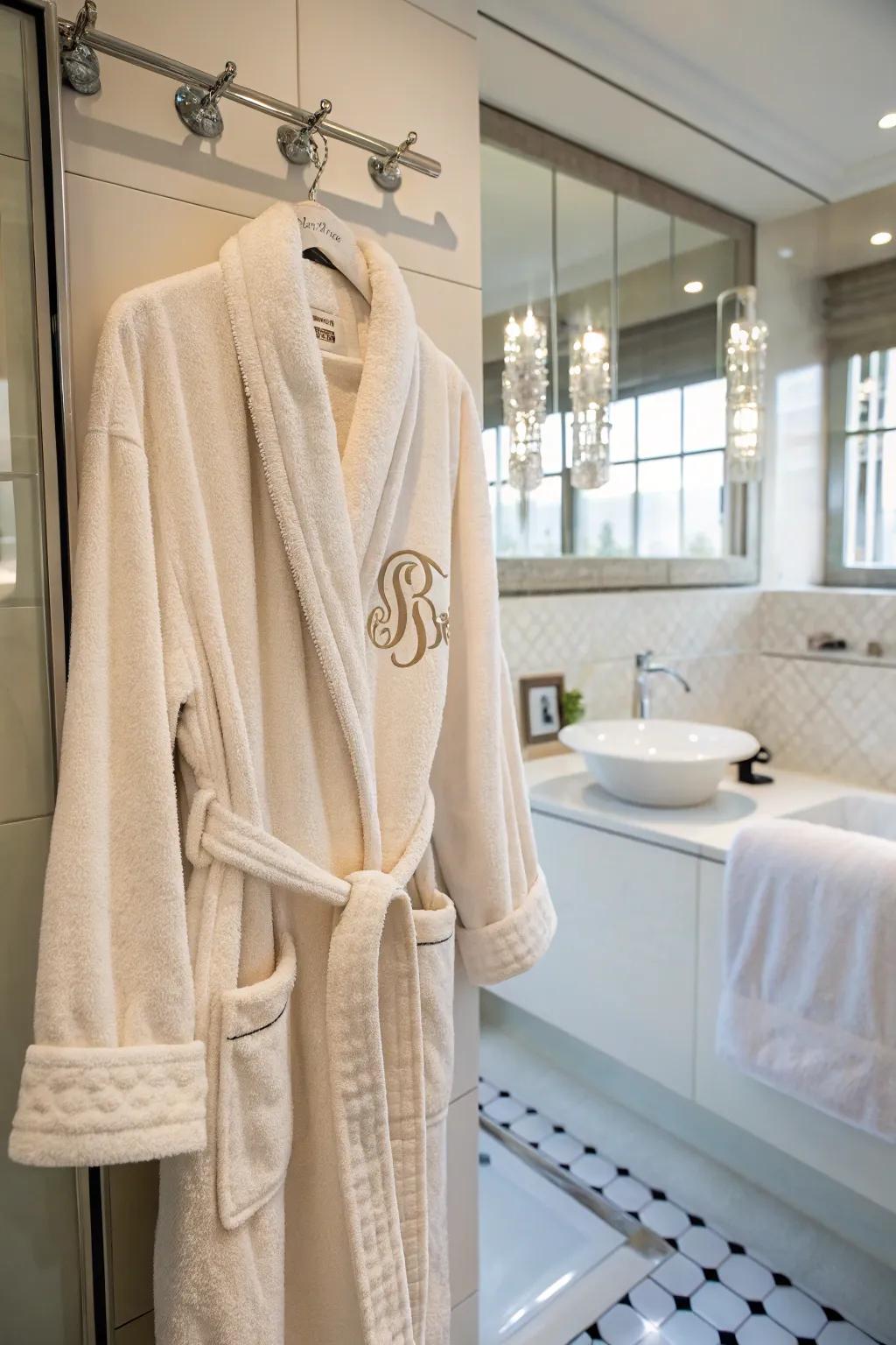 Wrap him in comfort with a personalized bathrobe.