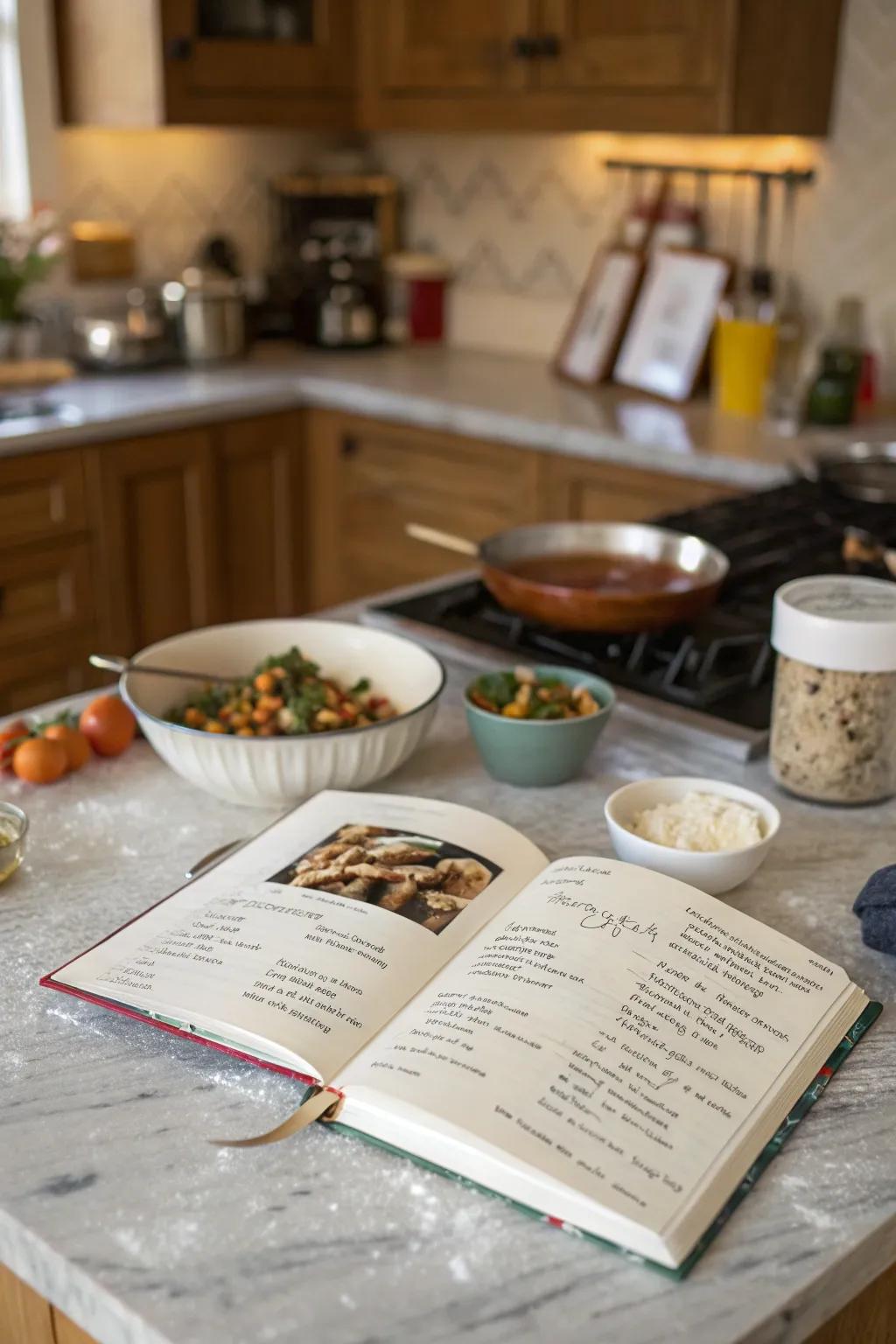 A custom recipe book captures culinary memories and inspirations.