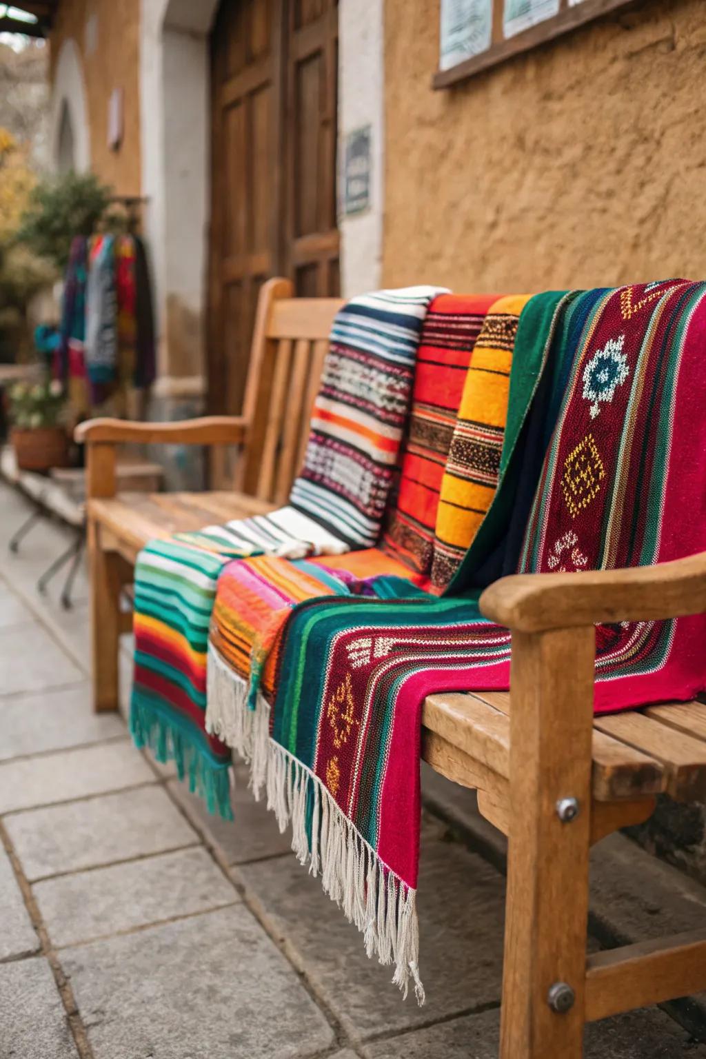 Mexican textiles bring vibrant patterns and colors to your home.