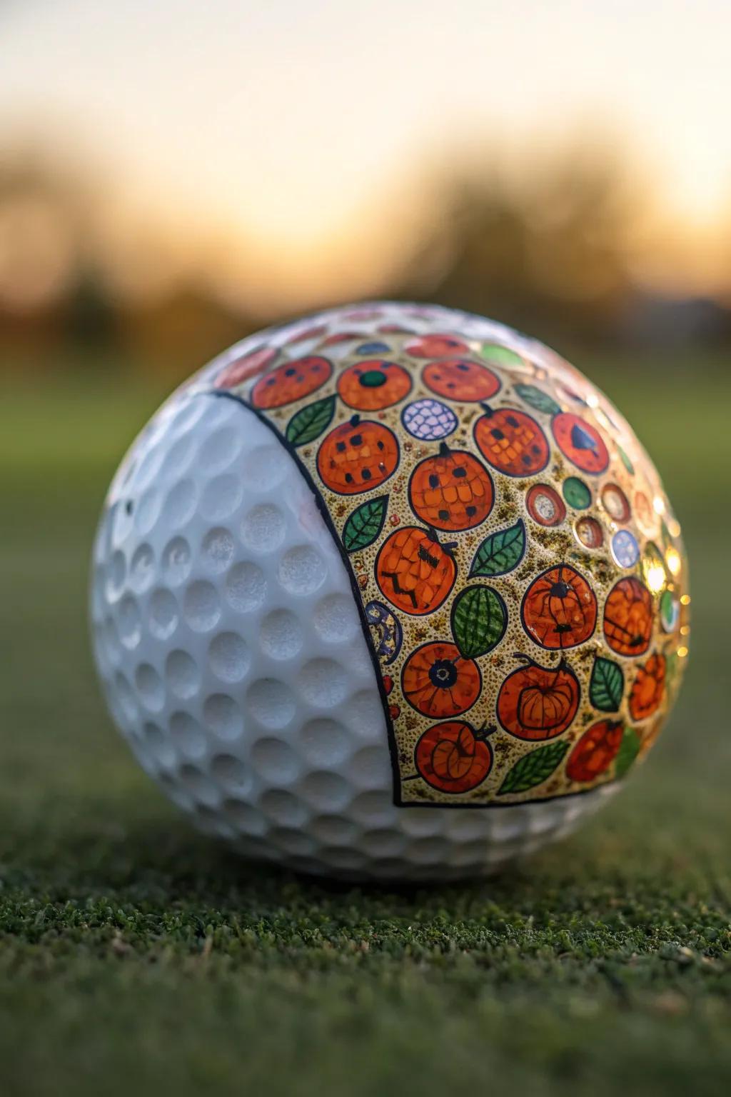 Craft a masterpiece: Transform golf balls into stunning mosaic pumpkins!
