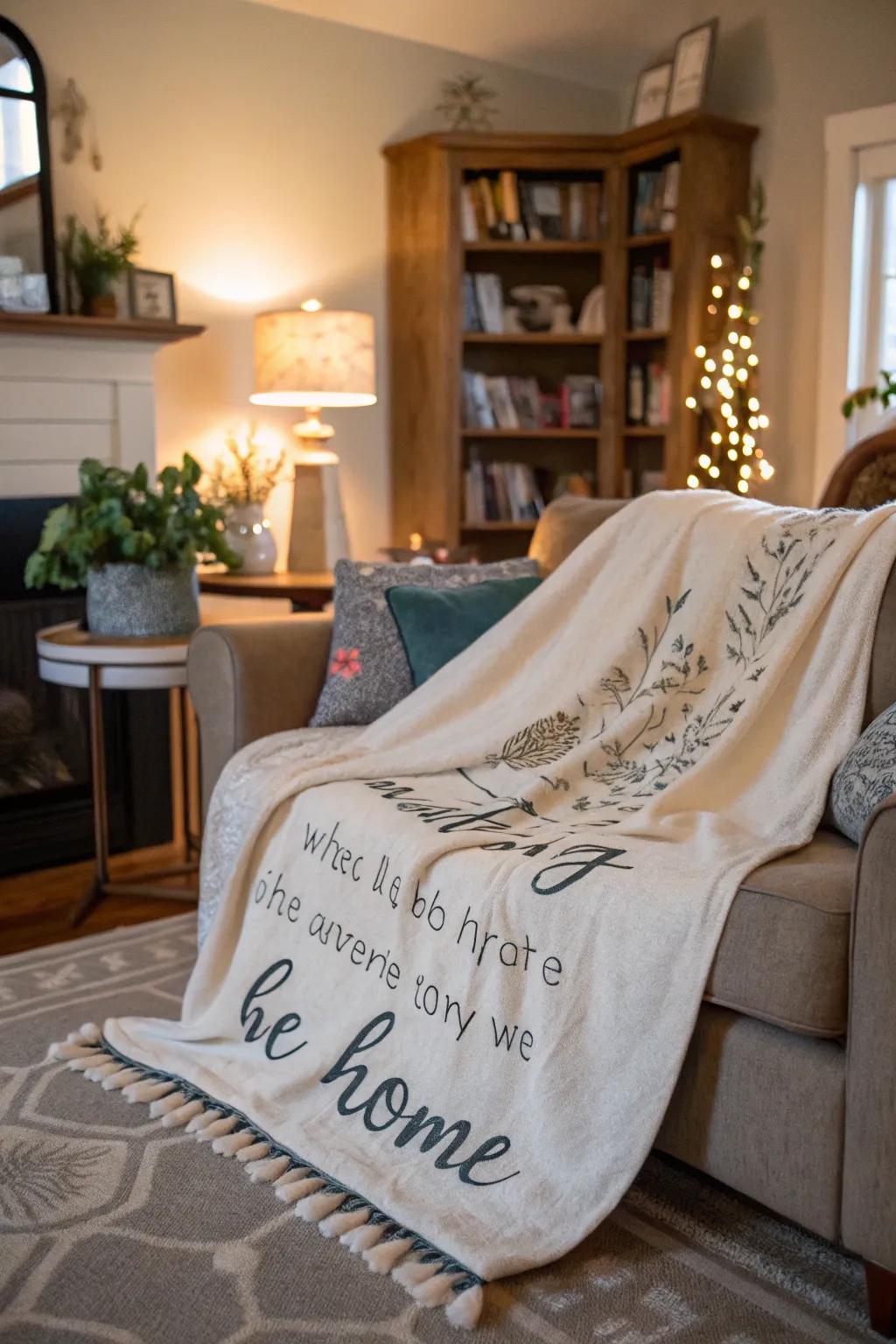 Wrap him in warmth with a custom throw.