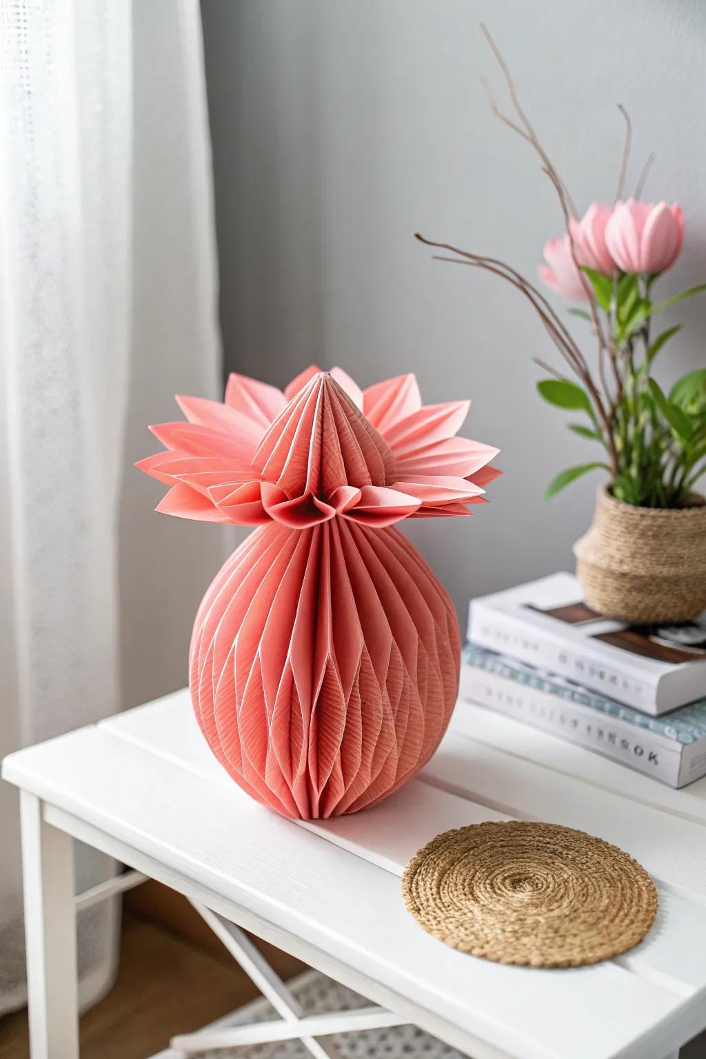 Add a pop of color and joy to your space with handcrafted accordion paper flowers.