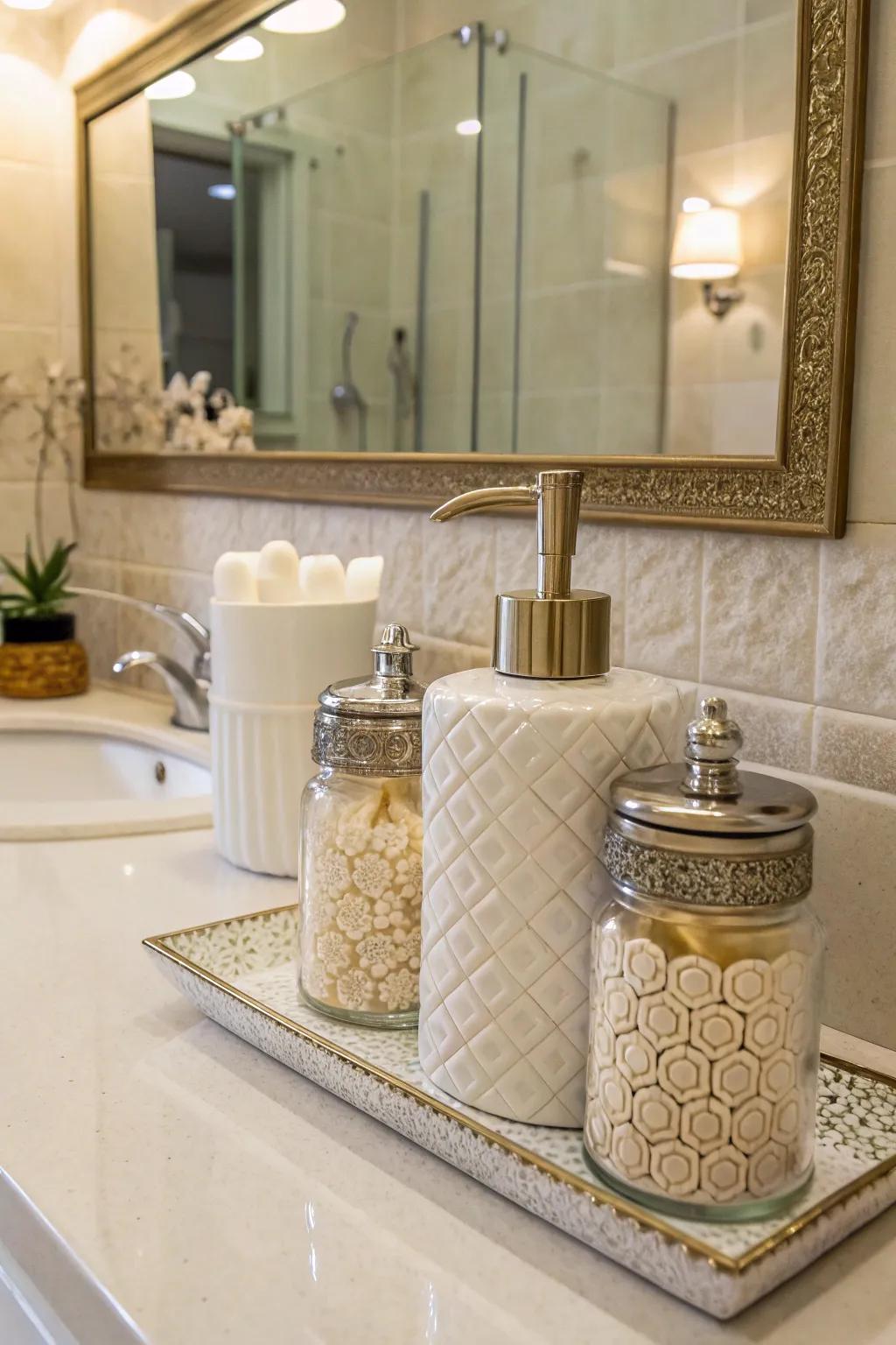 Thoughtful accessories personalize this guest bathroom.