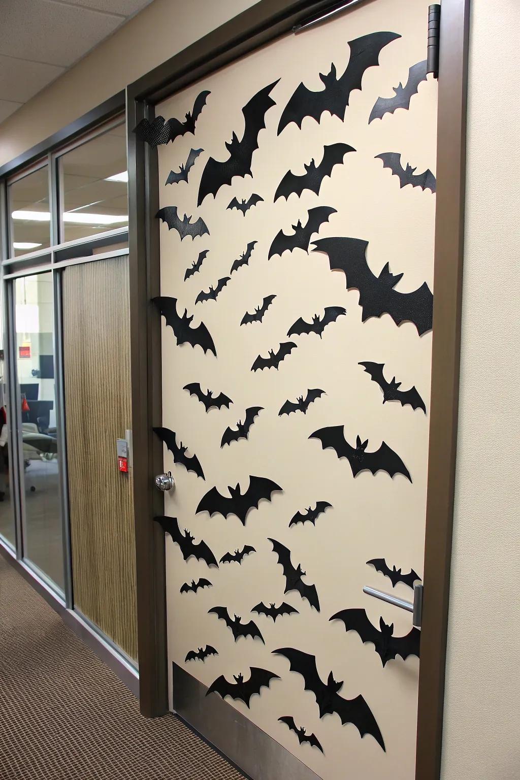 Let a colony of bats take over your door for a spooky effect.