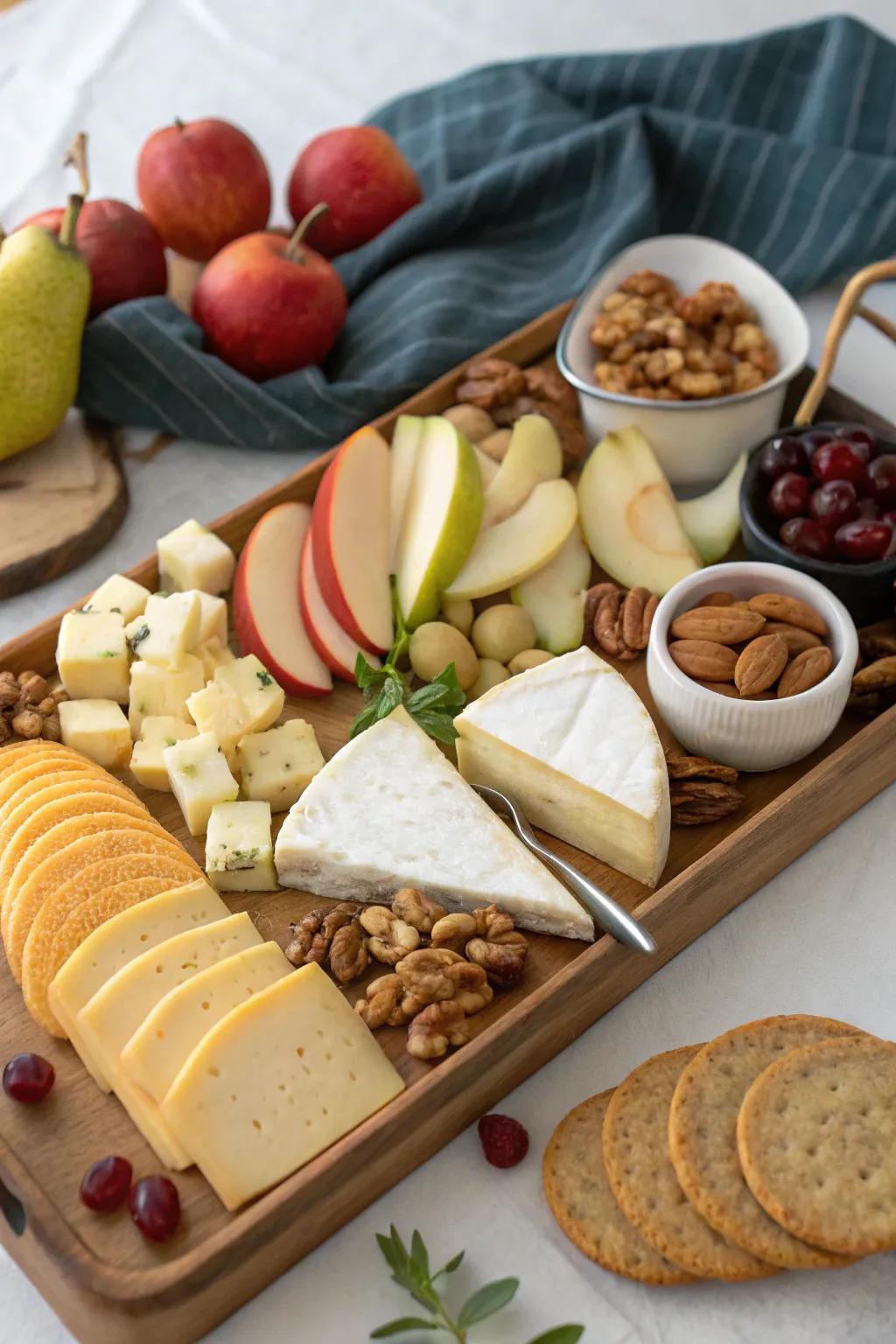 A beautiful cheese board ready for entertaining guests.