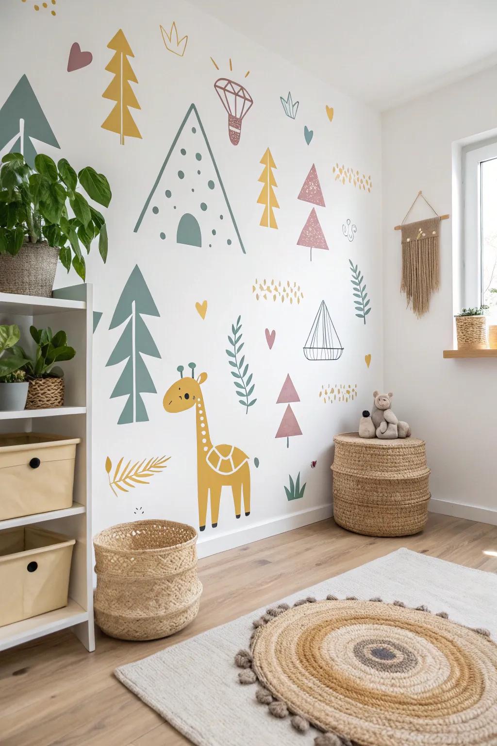 Transform your walls with playful removable decals for a touch of whimsy and style!