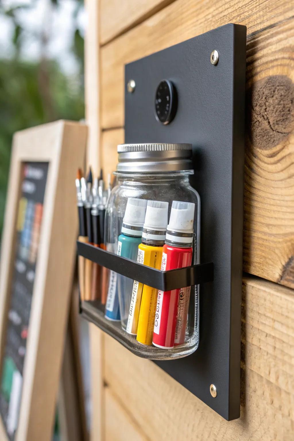 Transform your art space with stylish, magnetic spice jars for a pop of color and creativity!
