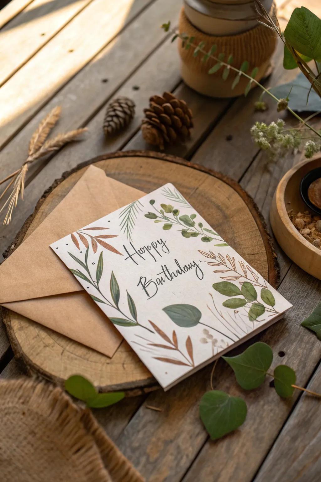 An eco-friendly recycled birthday card.