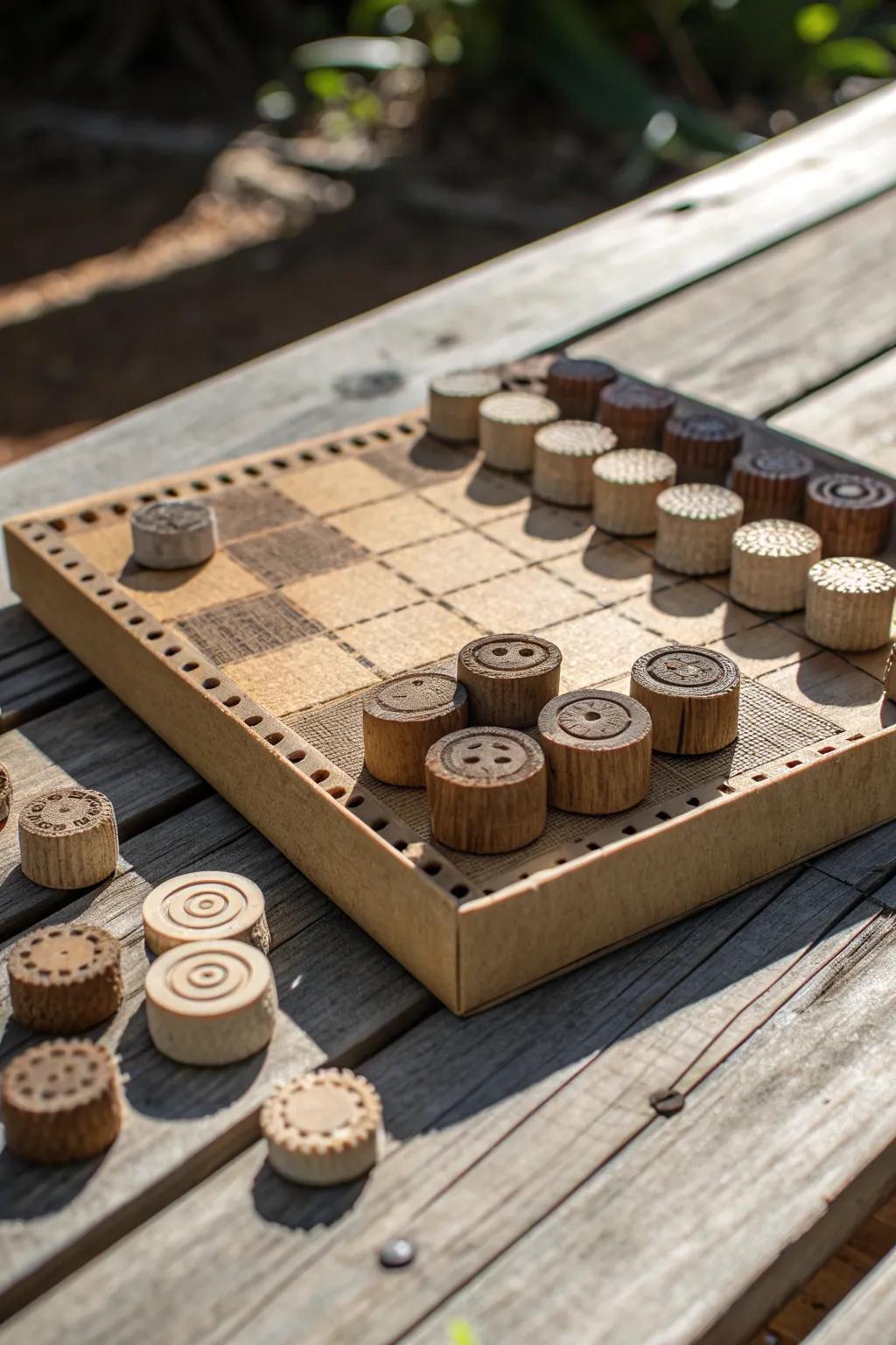 Crafting sustainability: A board game masterpiece from upcycled treasures.