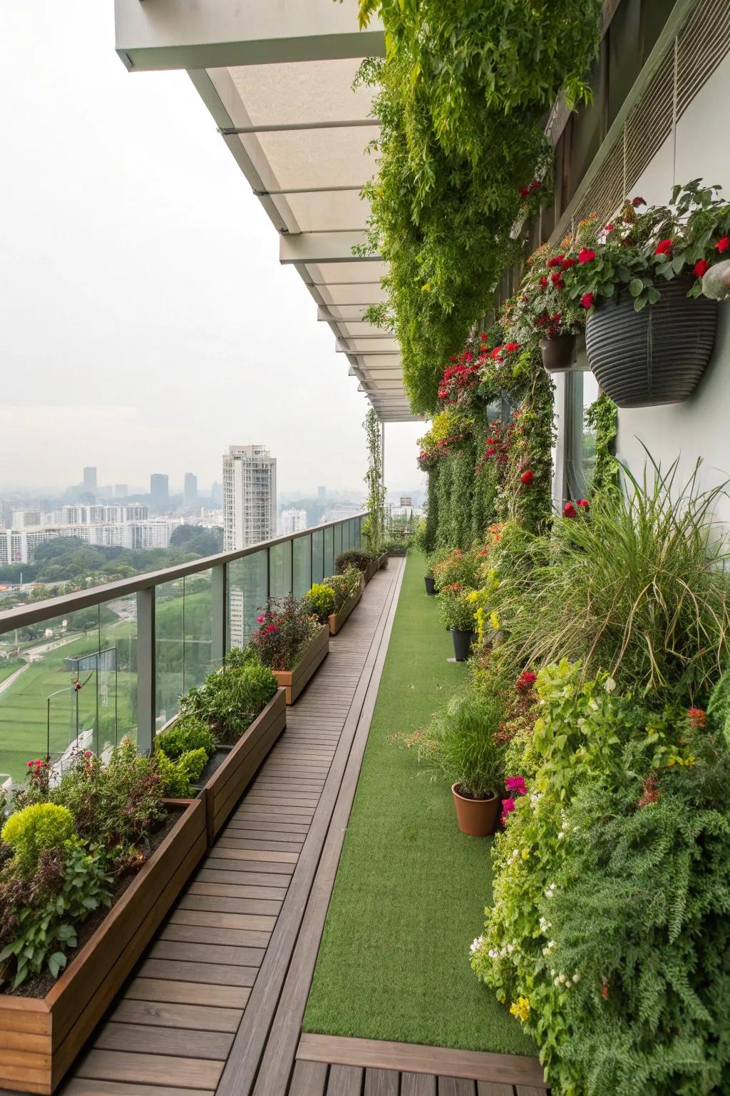 Greenery enhancing the natural beauty of a high deck.